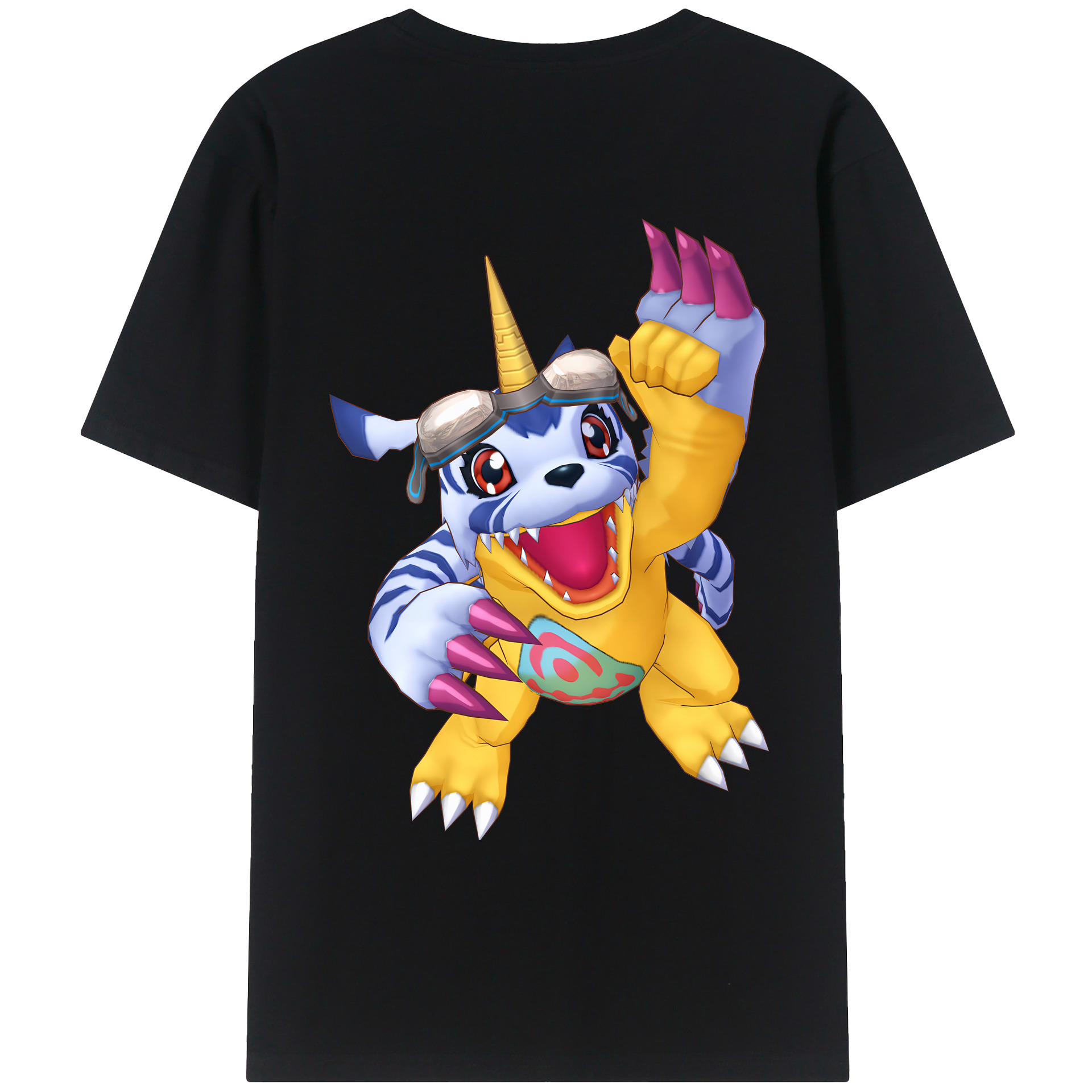 （画像用） Digimon デジタルモンスター/デジモン 綿100％ メンズ半袖Tシャツ（バックプリント） 通気性