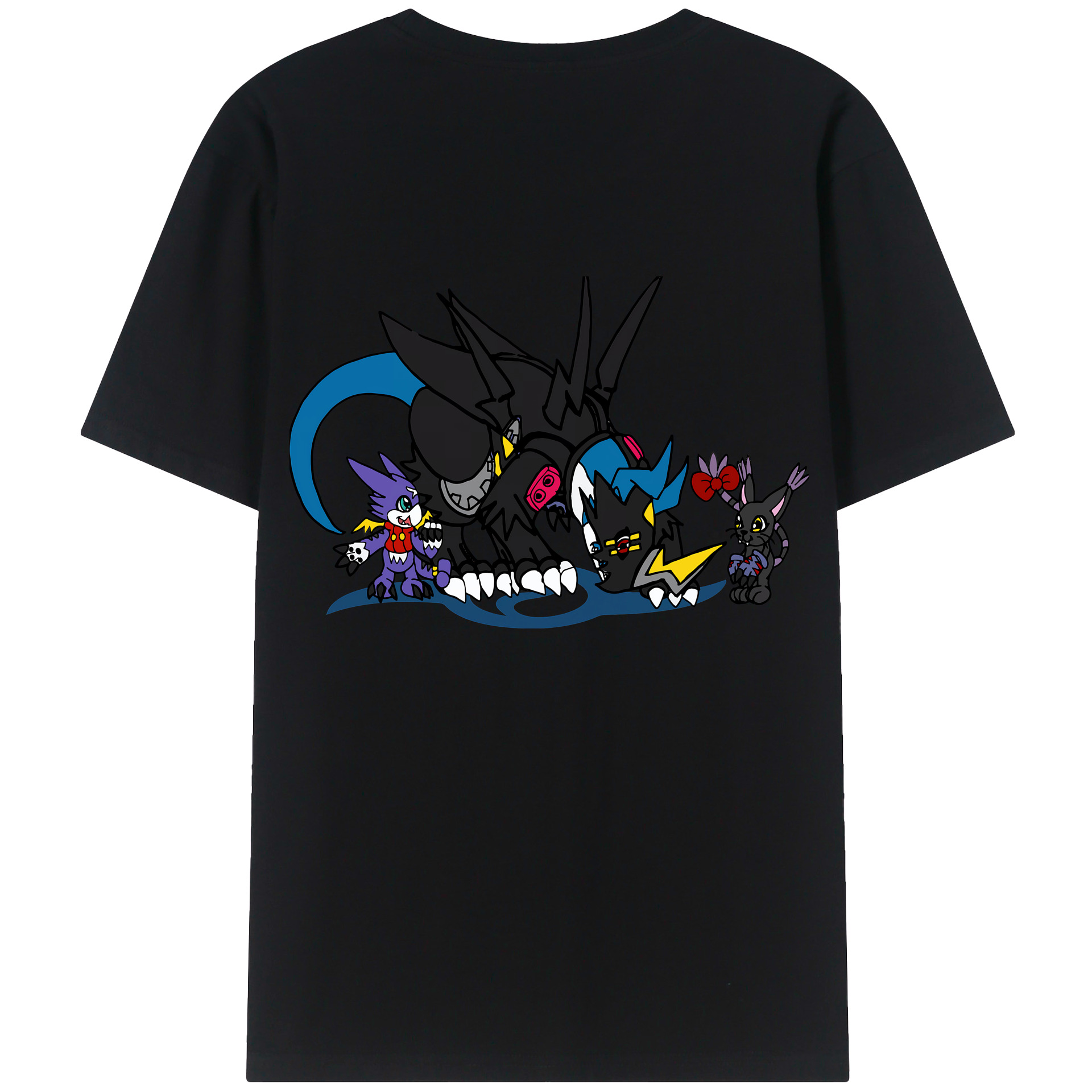 （画像用） Digimon デジタルモンスター/デジモン 綿100％ メンズ半袖Tシャツ（バックプリント） 通気性