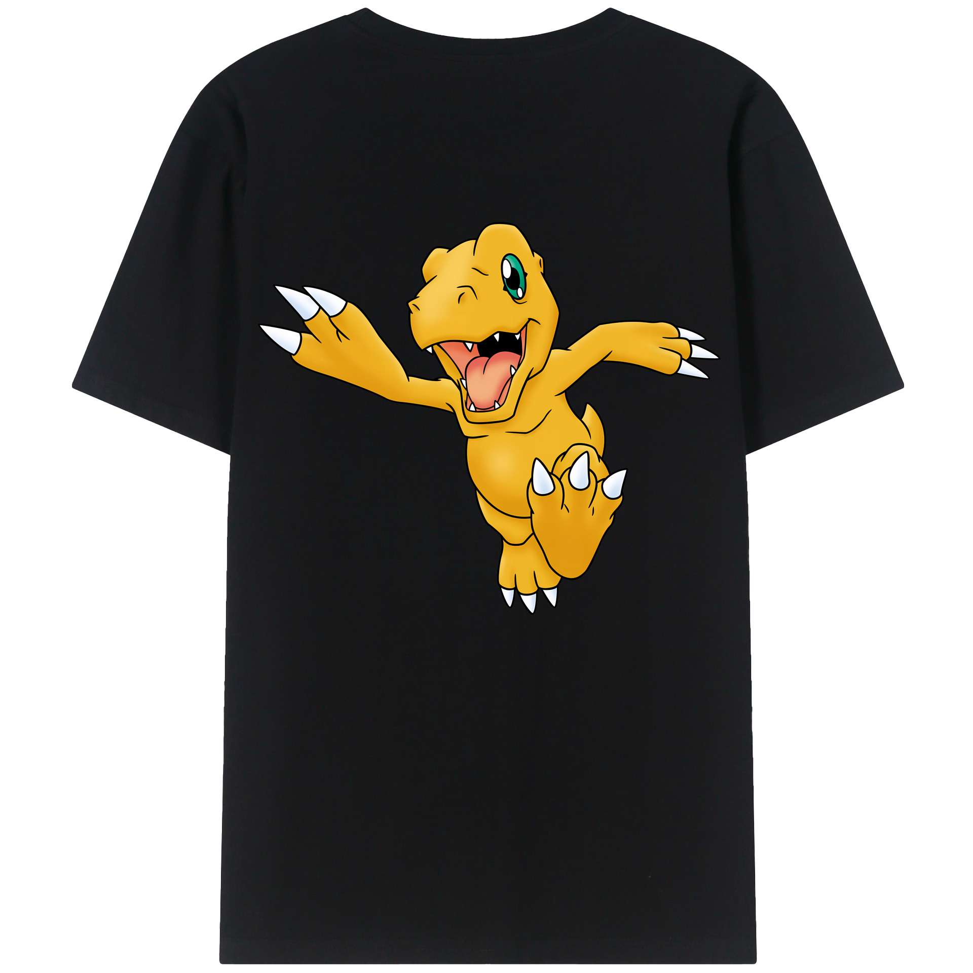 （画像用） Digimon デジタルモンスター/デジモン 綿100％ メンズ半袖Tシャツ（バックプリント） 通気性