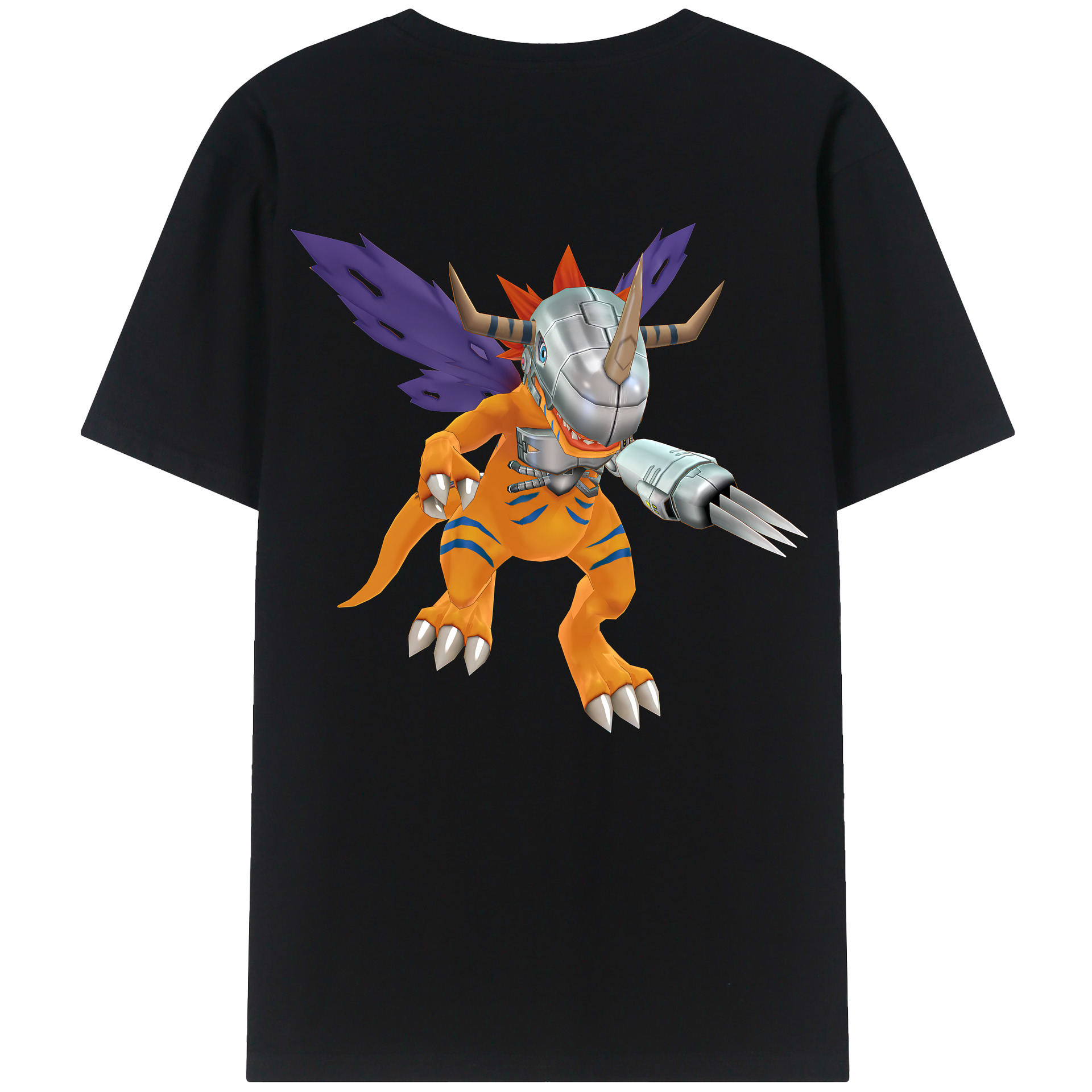 （画像用） Digimon デジタルモンスター/デジモン 綿100％ メンズ半袖Tシャツ（バックプリント） 通気性