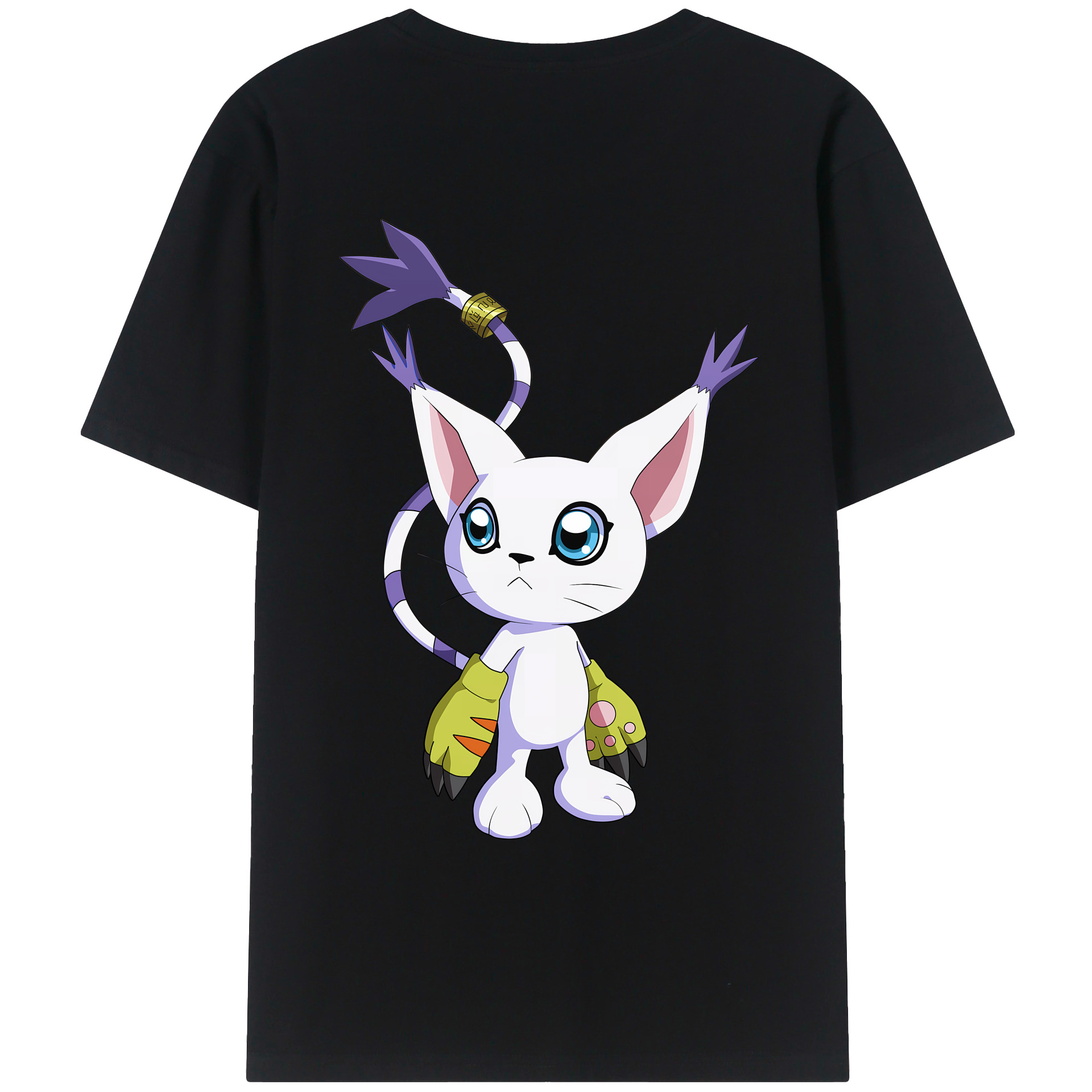 （画像用） Digimon デジタルモンスター/デジモン 綿100％ メンズ半袖Tシャツ（バックプリント） 通気性