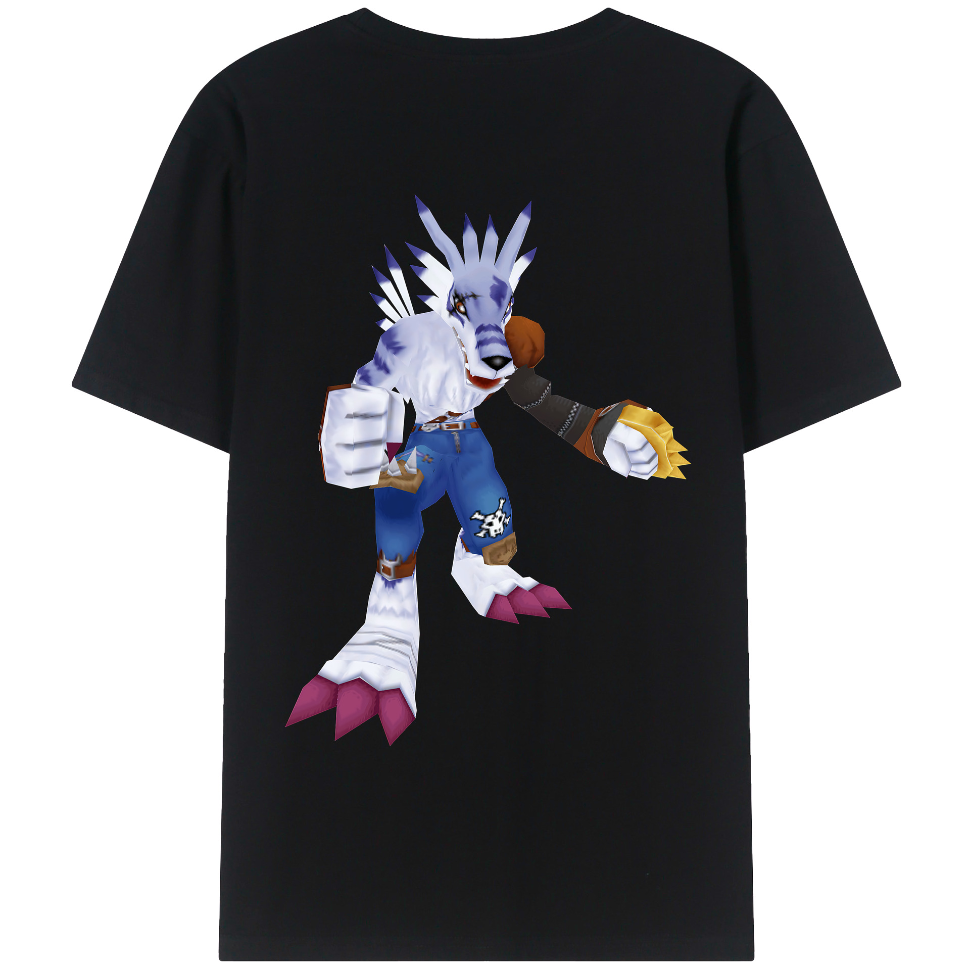 （画像用） Digimon デジタルモンスター/デジモン 綿100％ メンズ半袖Tシャツ（バックプリント） 通気性
