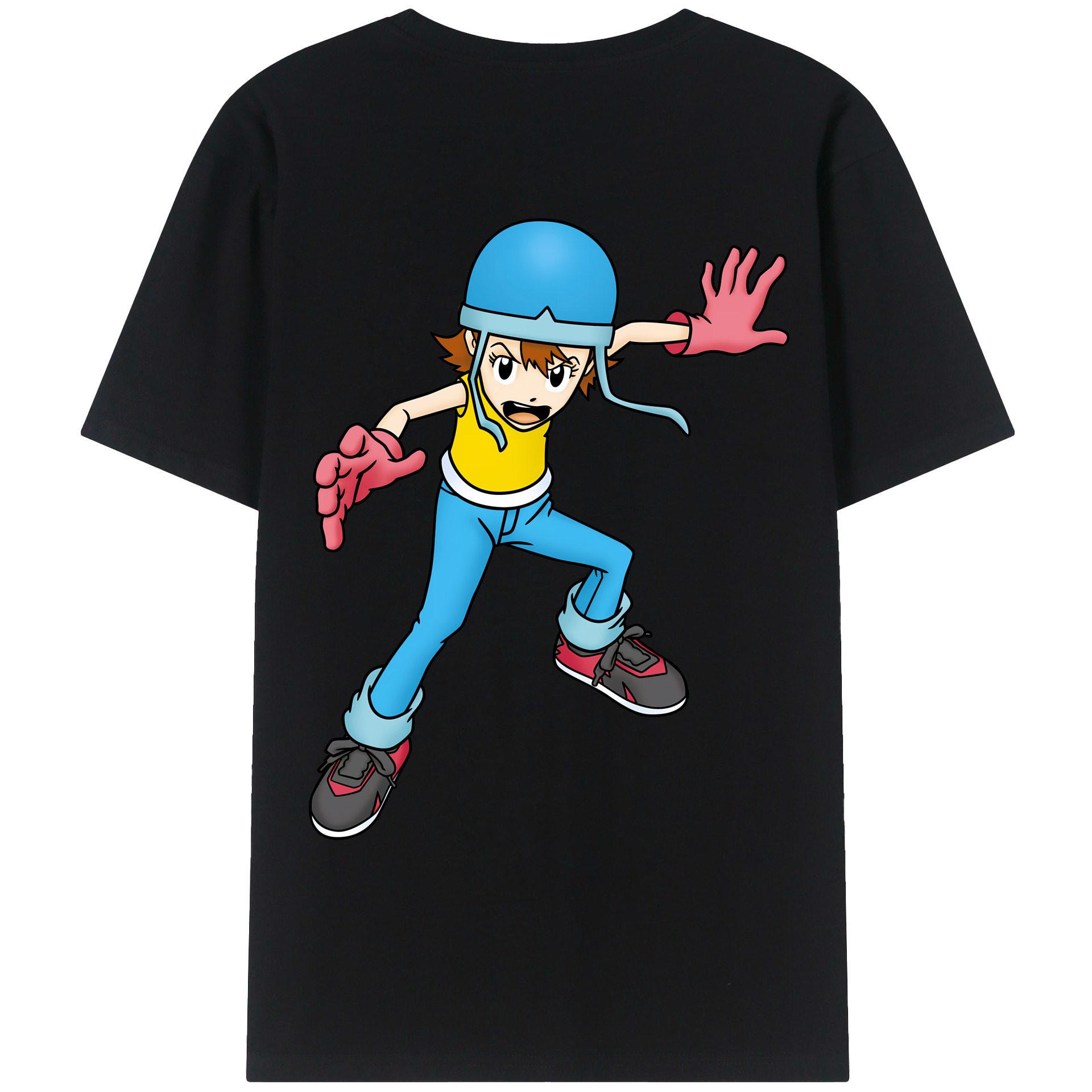 （画像用） Digimon デジタルモンスター/デジモン 綿100％ メンズ半袖Tシャツ（バックプリント） 通気性