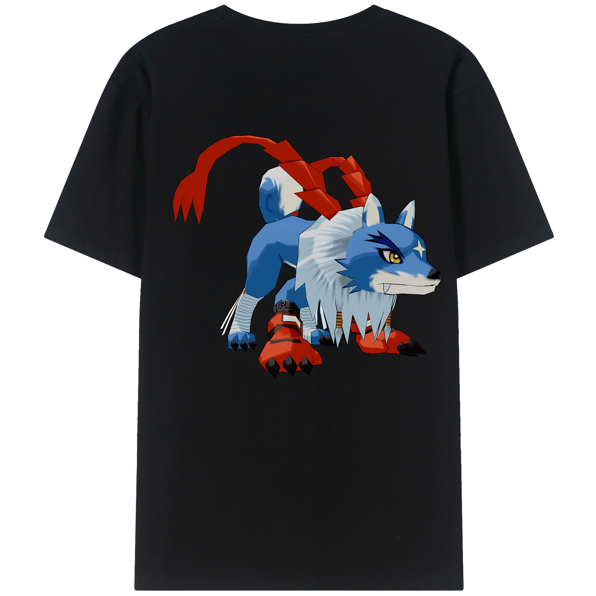 （画像用） Digimon デジタルモンスター/デジモン 綿100％ メンズ半袖Tシャツ（バックプリント） 通気性