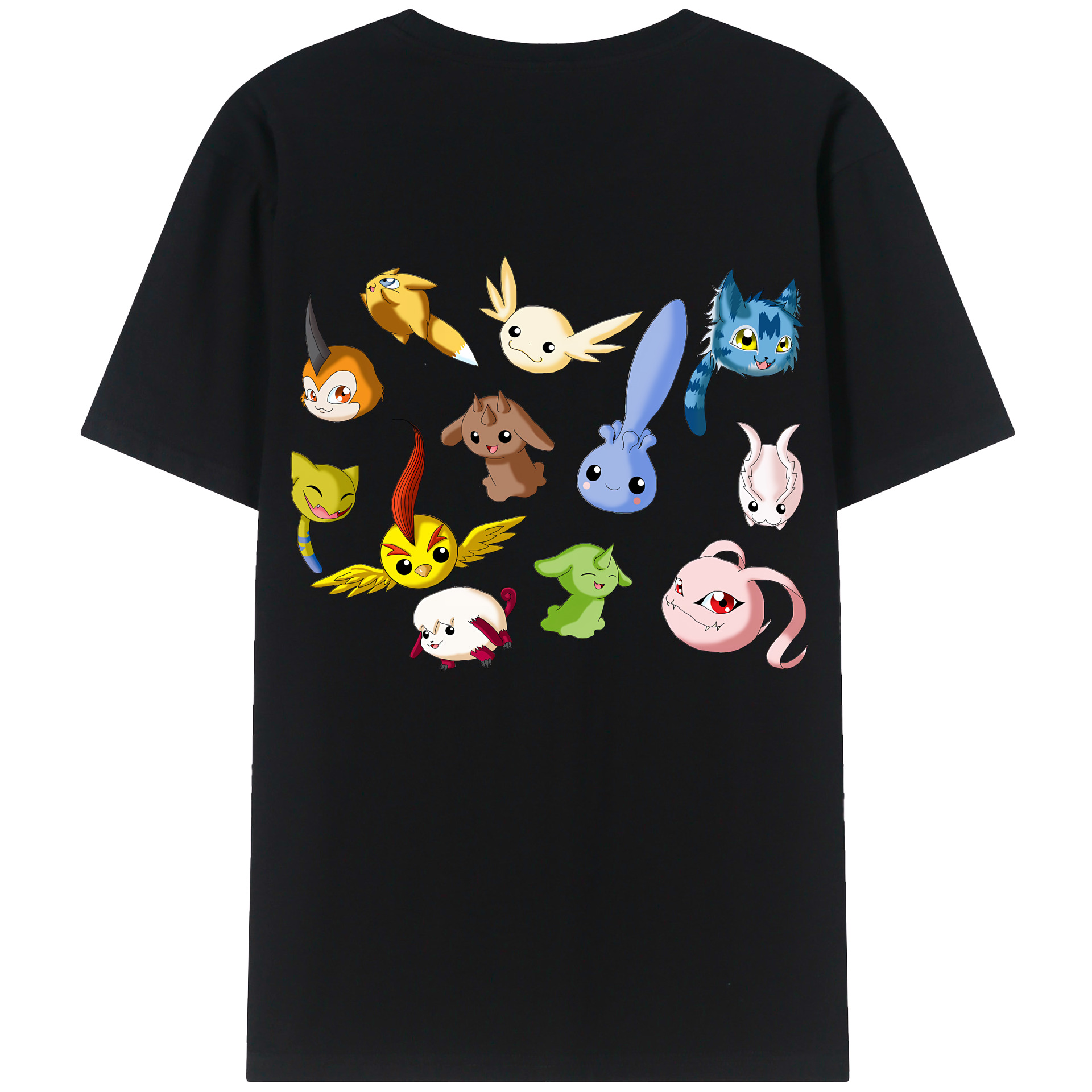 （画像用） Digimon デジタルモンスター/デジモン 綿100％ メンズ半袖Tシャツ（バックプリント） 通気性