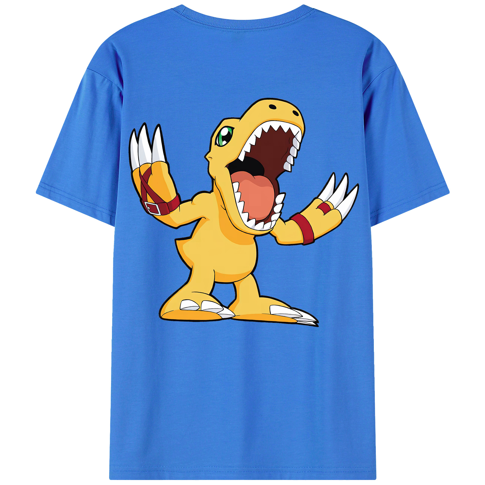 （画像用） Digimon デジタルモンスター/デジモン 綿100％ メンズ半袖Tシャツ（バックプリント） 通気性