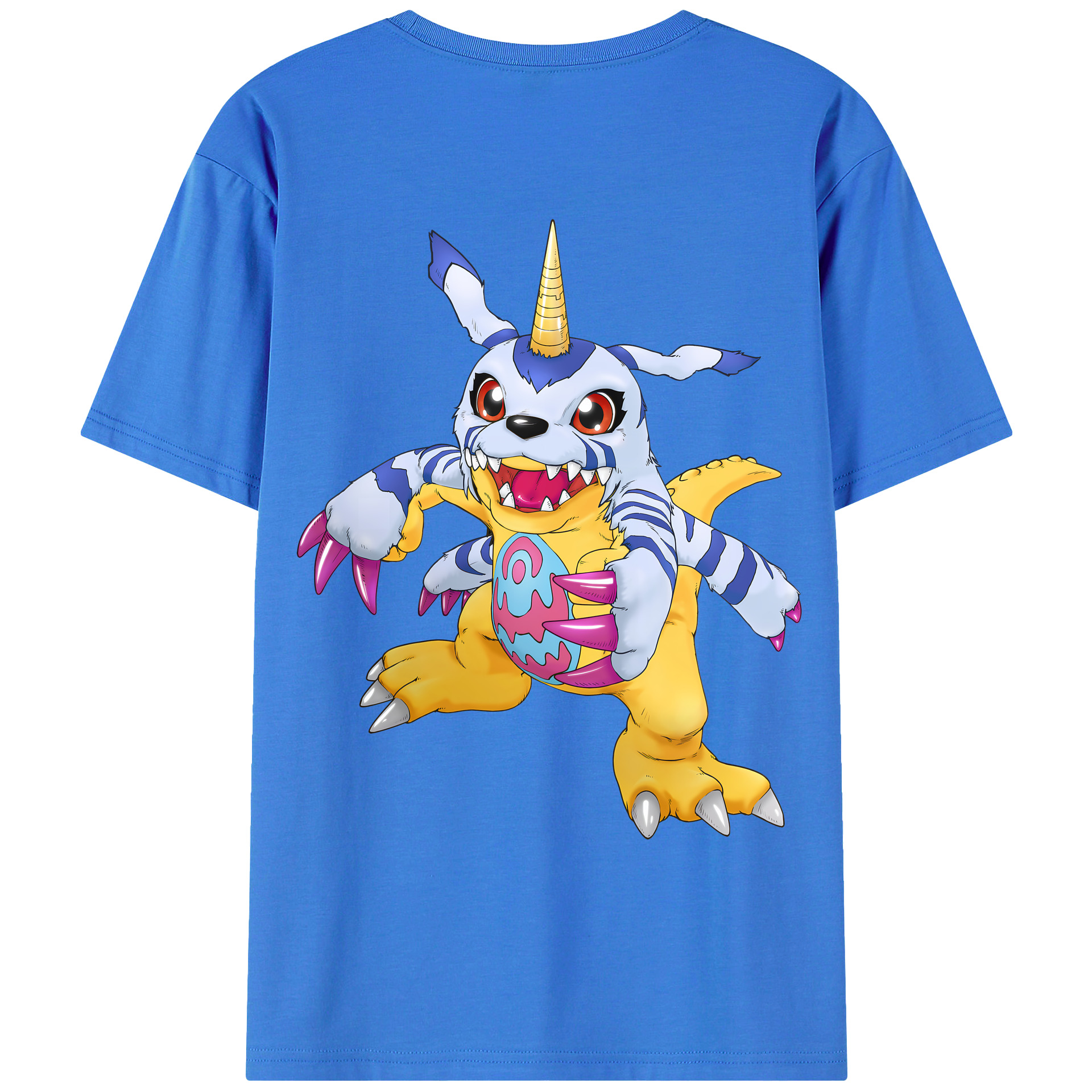 （画像用） Digimon デジタルモンスター/デジモン 綿100％ メンズ半袖Tシャツ（バックプリント） 通気性