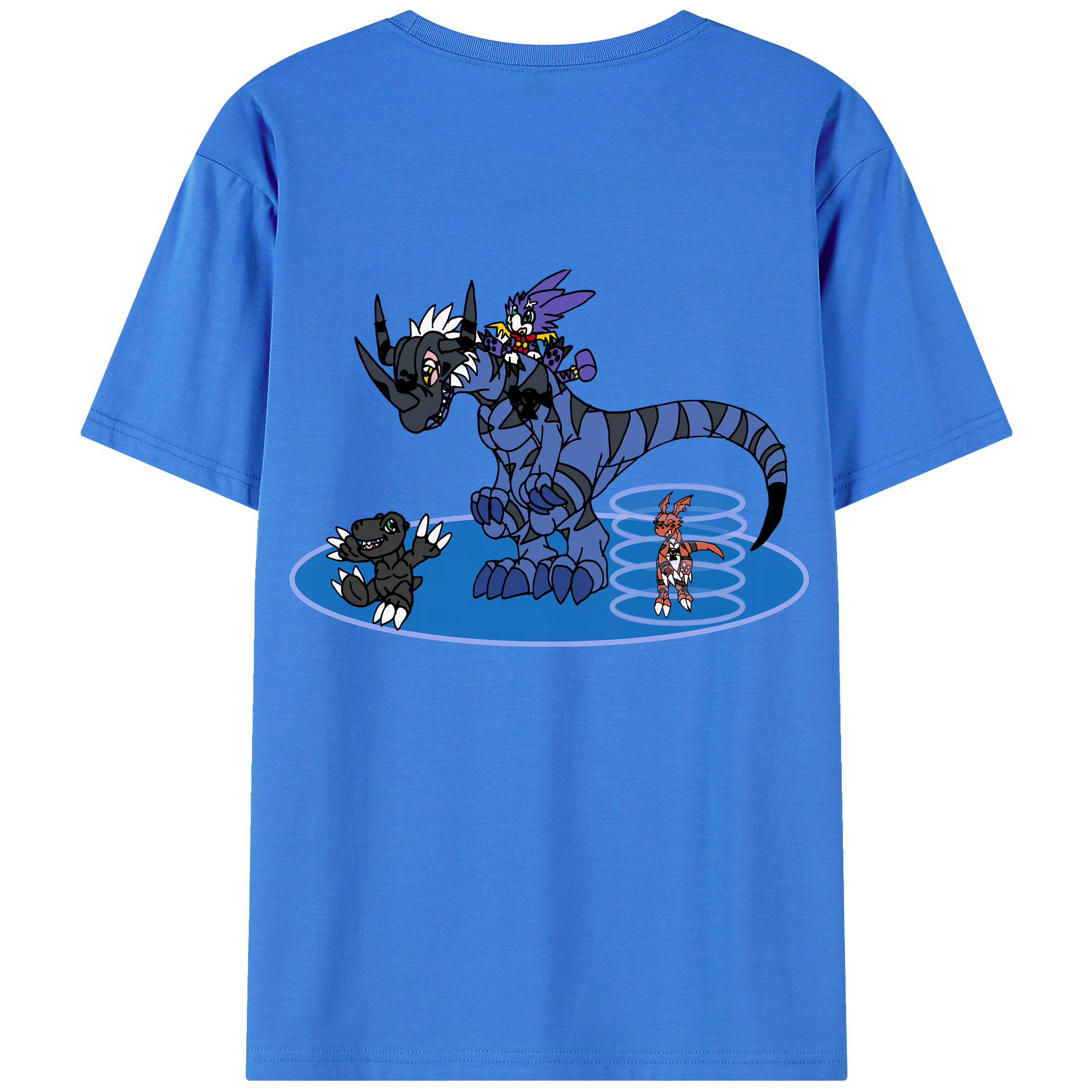 （画像用） Digimon デジタルモンスター/デジモン 綿100％ メンズ半袖Tシャツ（バックプリント） 通気性