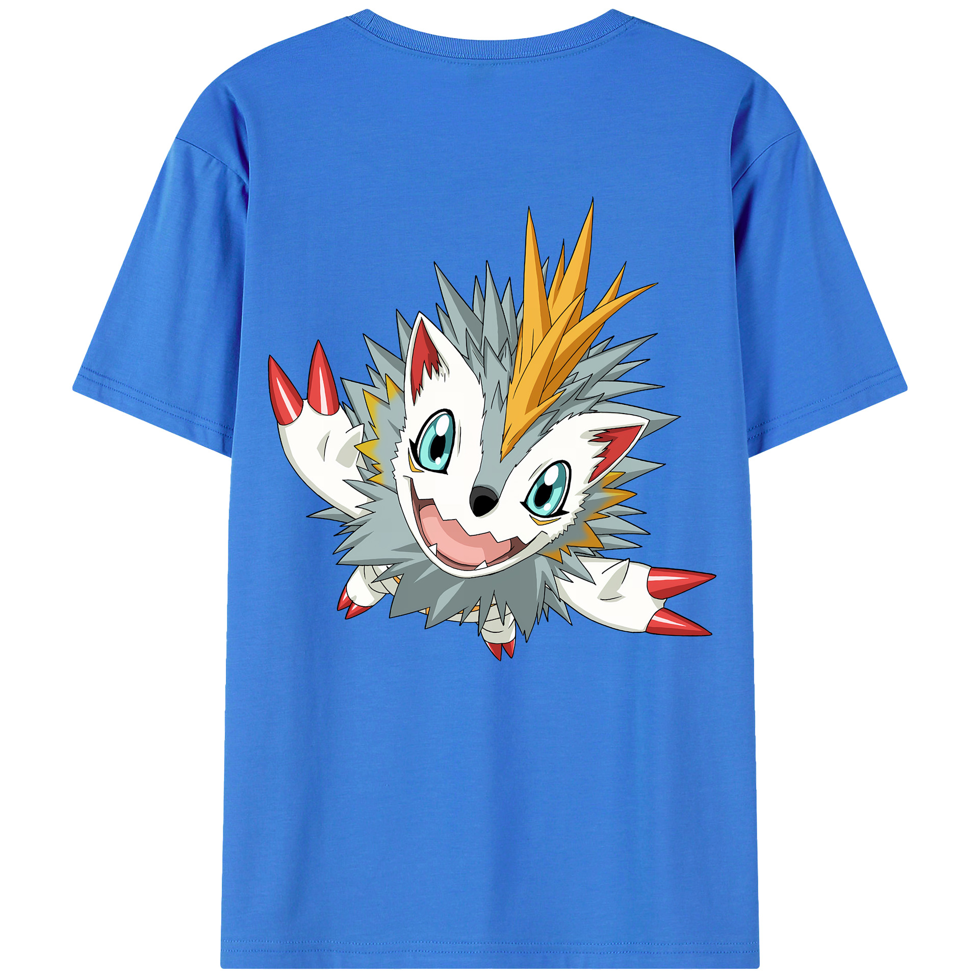 （画像用） Digimon デジタルモンスター/デジモン 綿100％ メンズ半袖Tシャツ（バックプリント） 通気性
