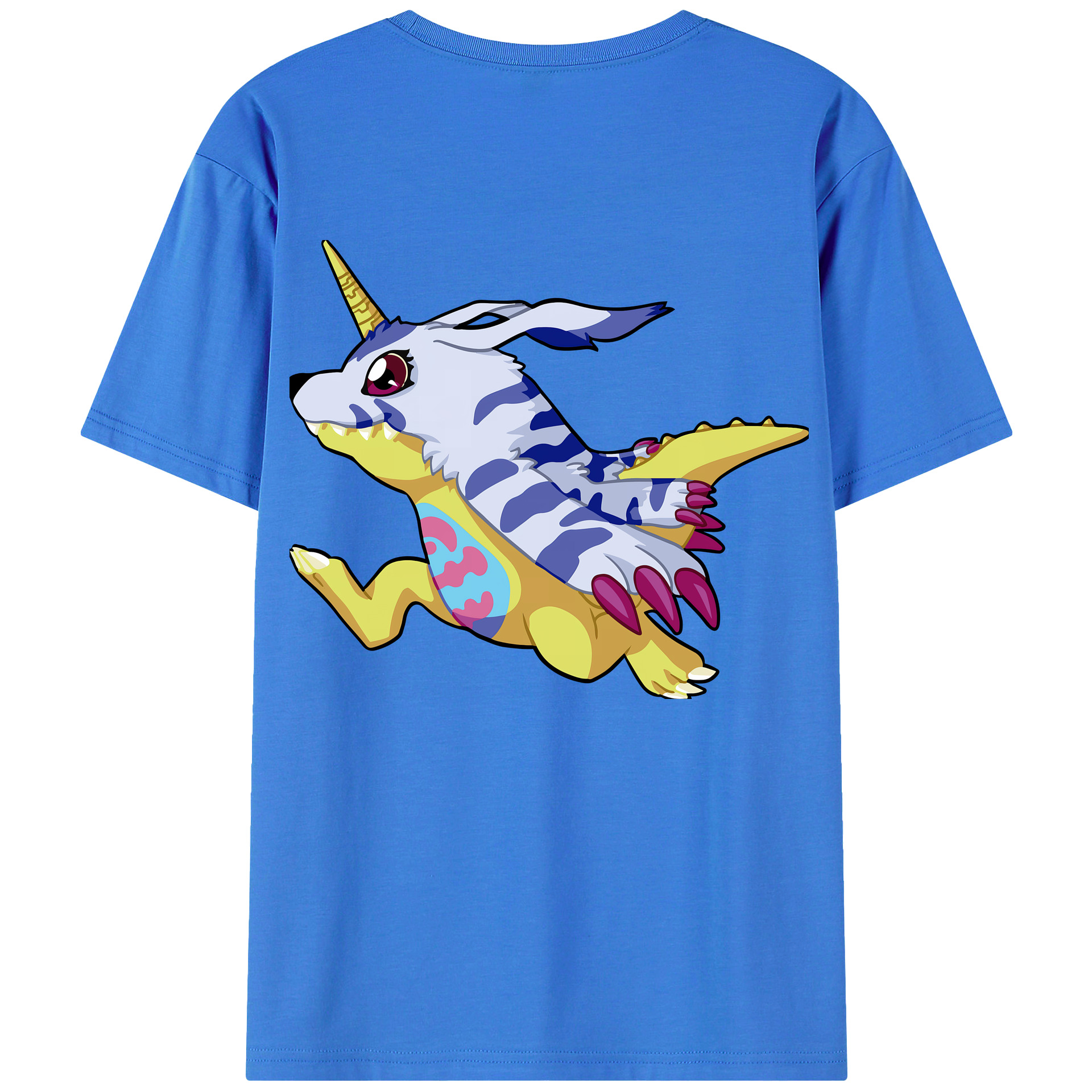 （画像用） Digimon デジタルモンスター/デジモン 綿100％ メンズ半袖Tシャツ（バックプリント） 通気性