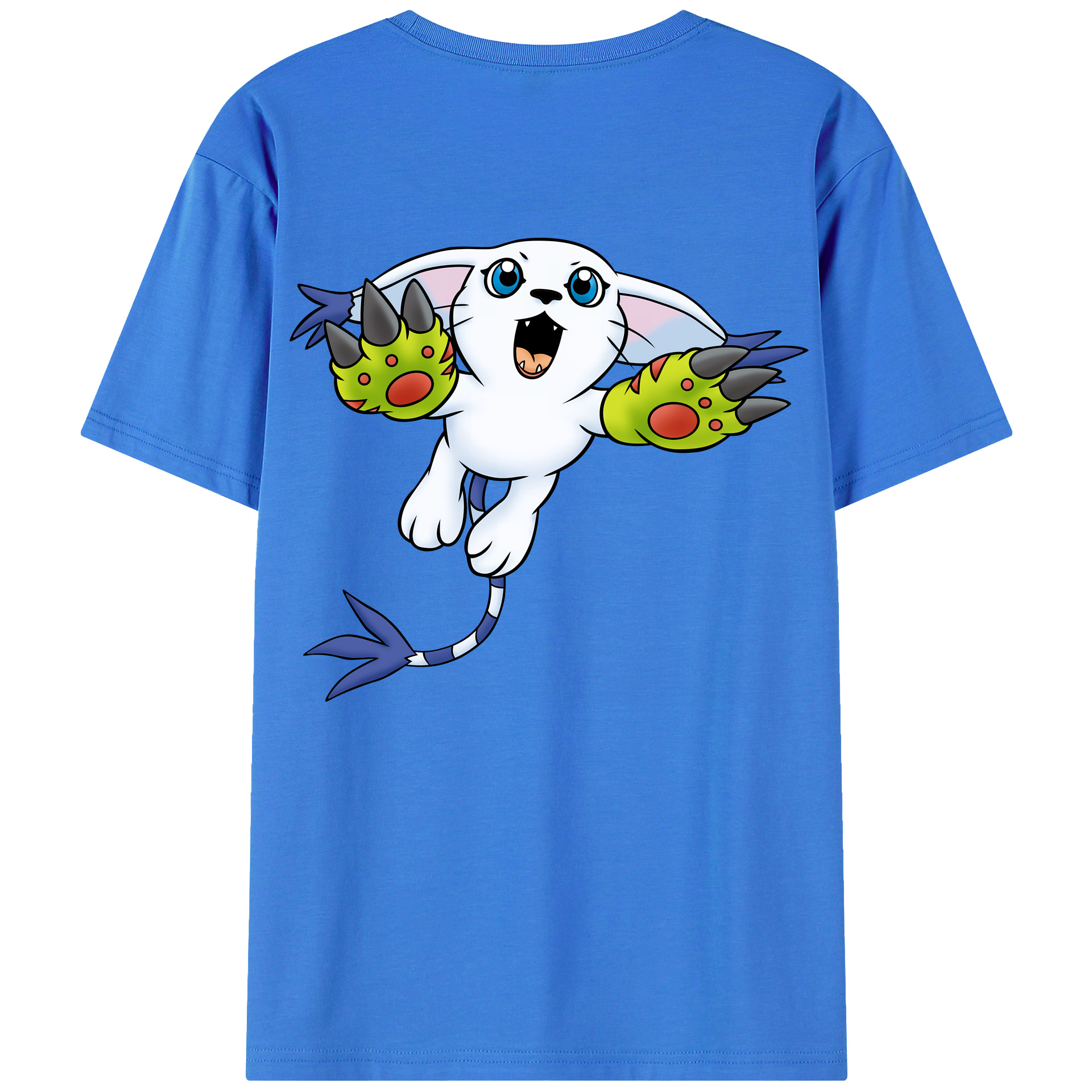 （画像用） Digimon デジタルモンスター/デジモン 綿100％ メンズ半袖Tシャツ（バックプリント） 通気性