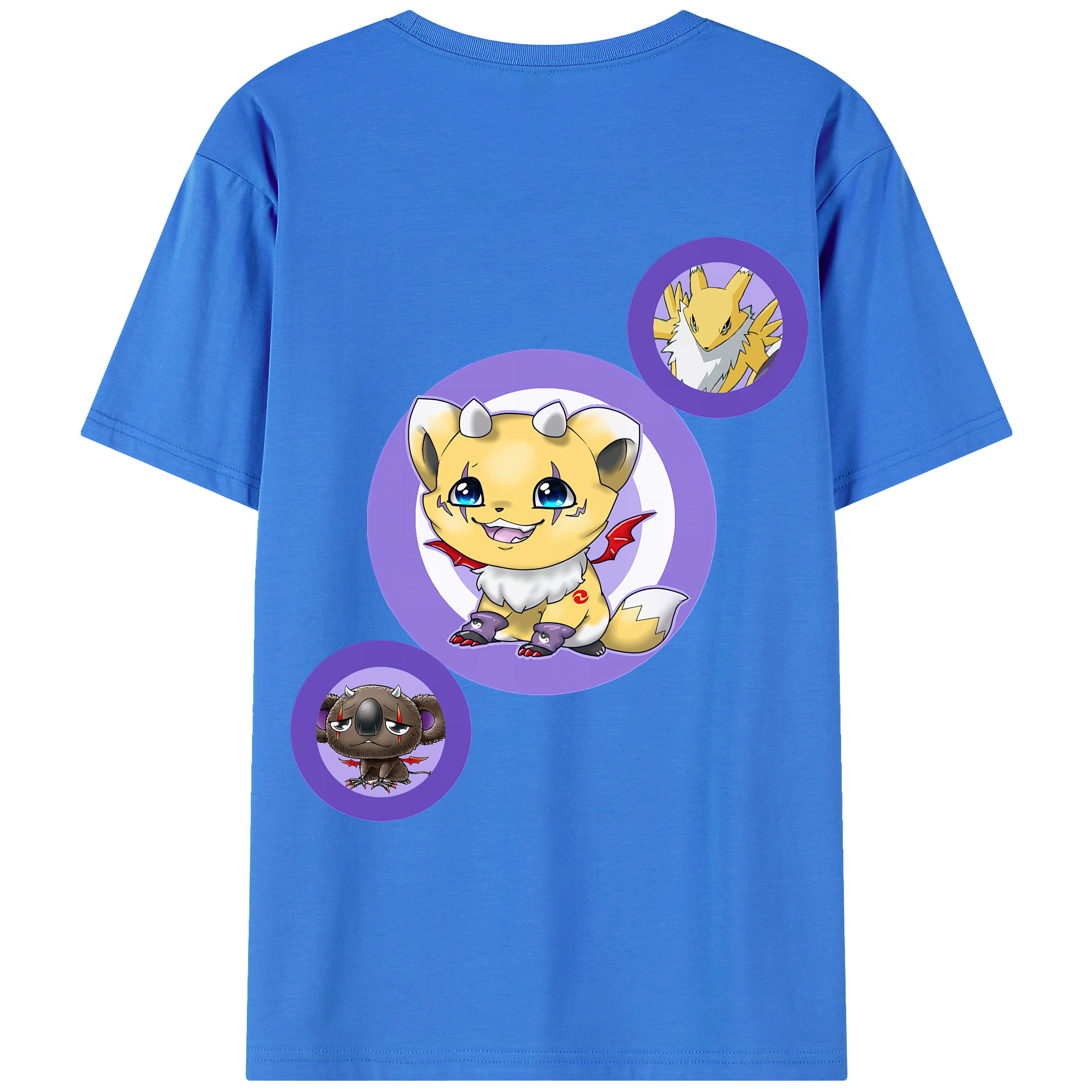（画像用） Digimon デジタルモンスター/デジモン 綿100％ メンズ半袖Tシャツ（バックプリント） 通気性
