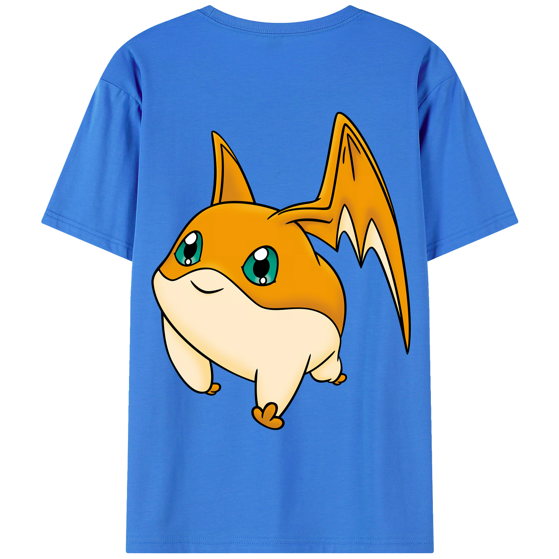 （画像用） Digimon デジタルモンスター/デジモン 綿100％ メンズ半袖Tシャツ（バックプリント） 通気性