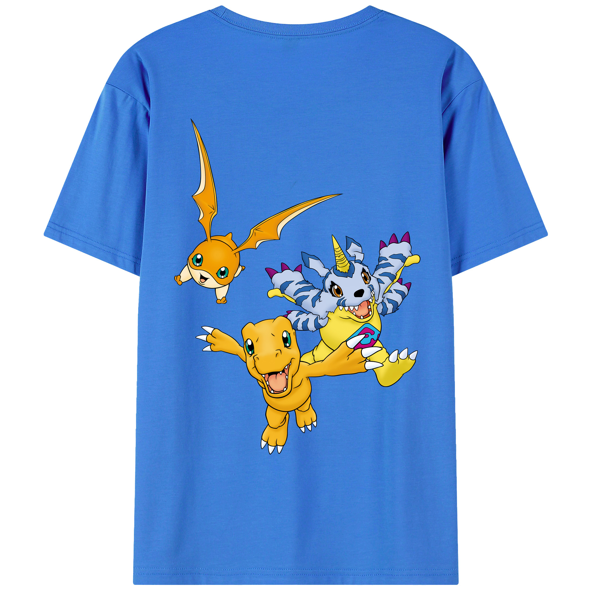 （画像用） Digimon デジタルモンスター/デジモン 綿100％ メンズ半袖Tシャツ（バックプリント） 通気性
