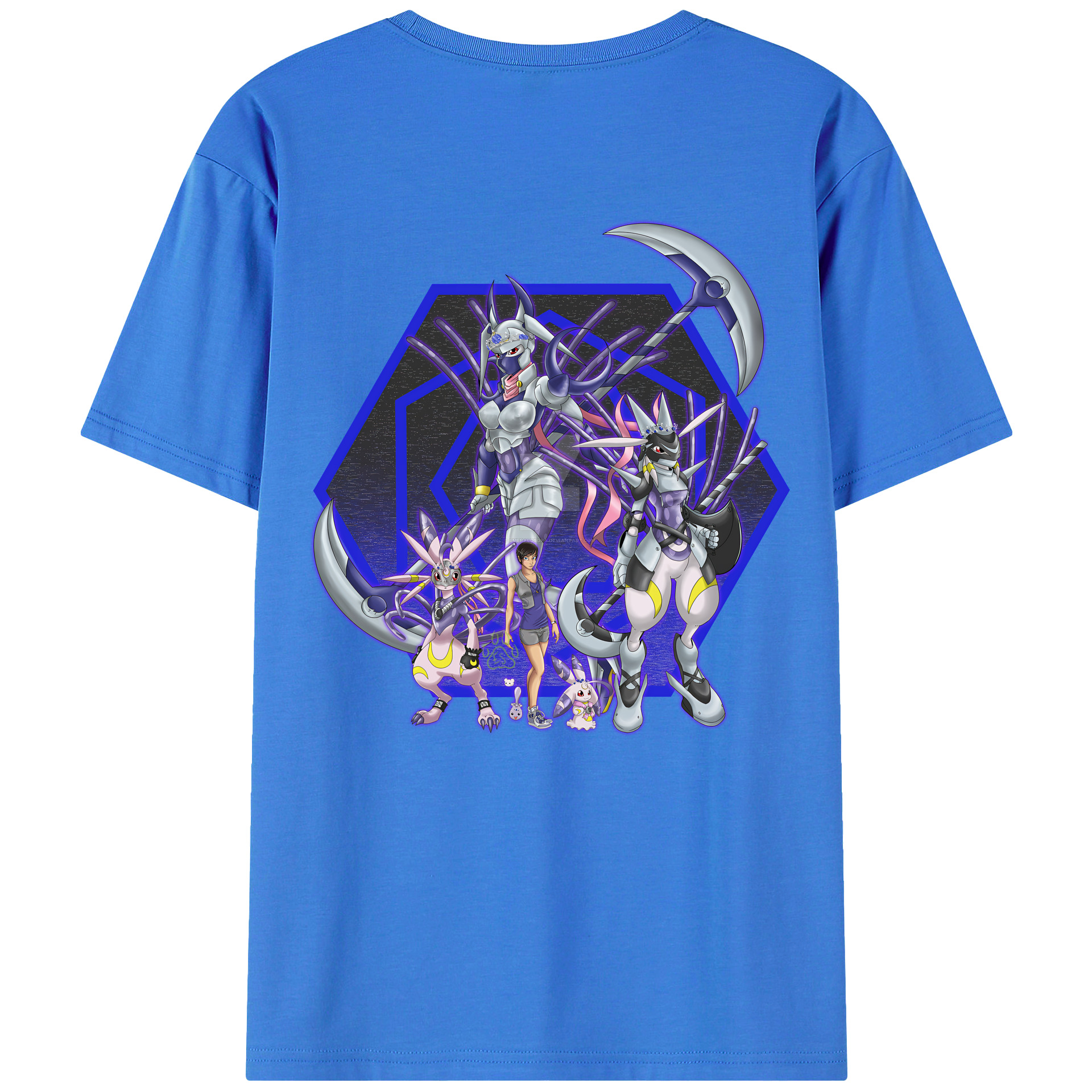 （画像用） Digimon デジタルモンスター/デジモン 綿100％ メンズ半袖Tシャツ（バックプリント） 通気性