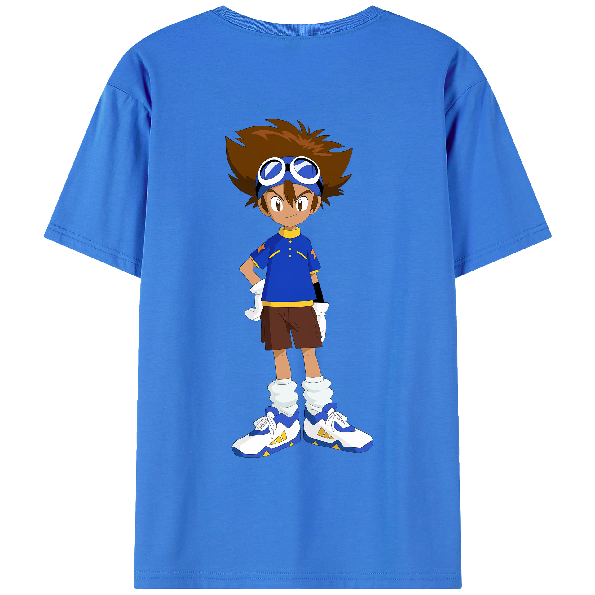 （画像用） Digimon デジタルモンスター/デジモン 綿100％ メンズ半袖Tシャツ（バックプリント） 通気性