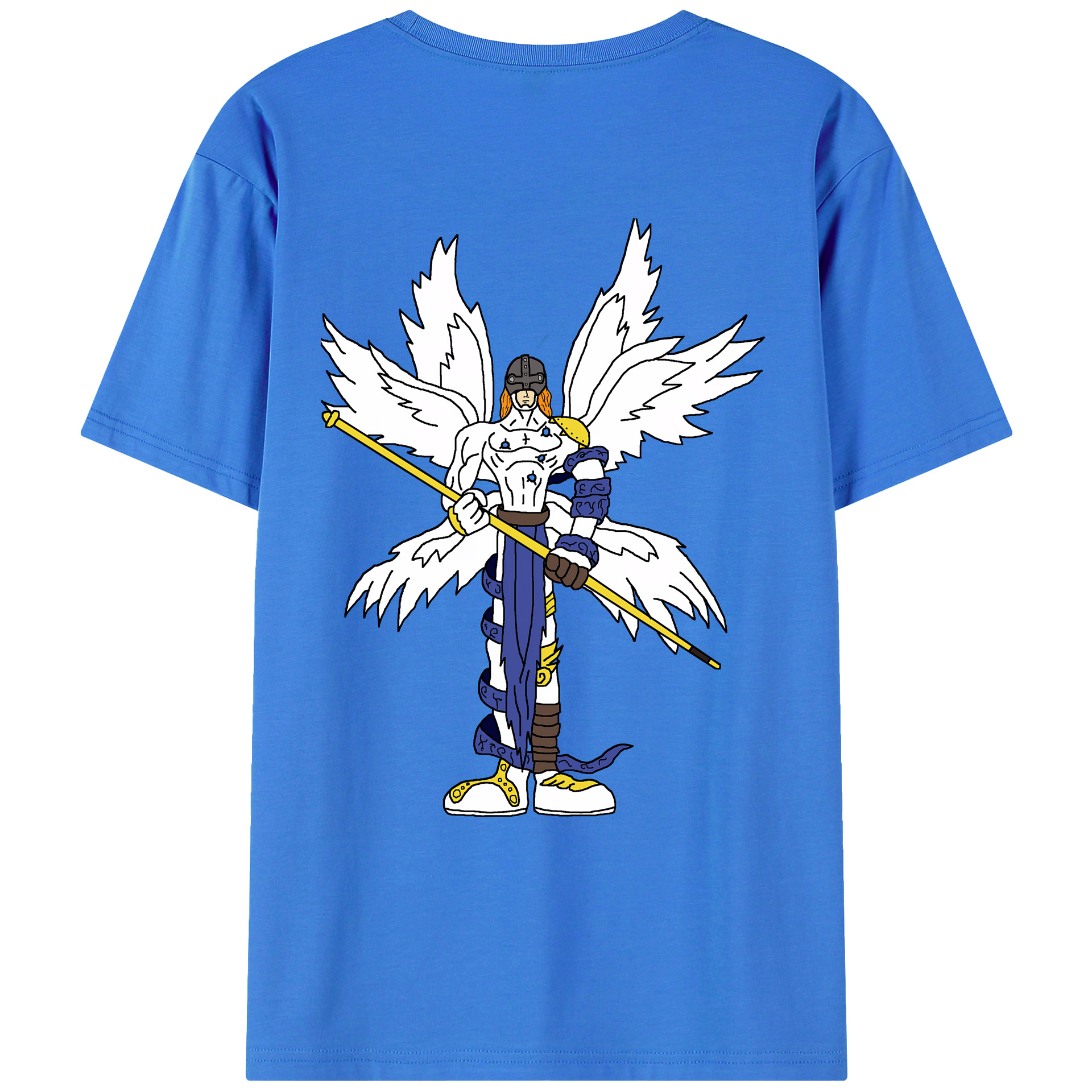 （画像用） Digimon デジタルモンスター/デジモン 綿100％ メンズ半袖Tシャツ（バックプリント） 通気性
