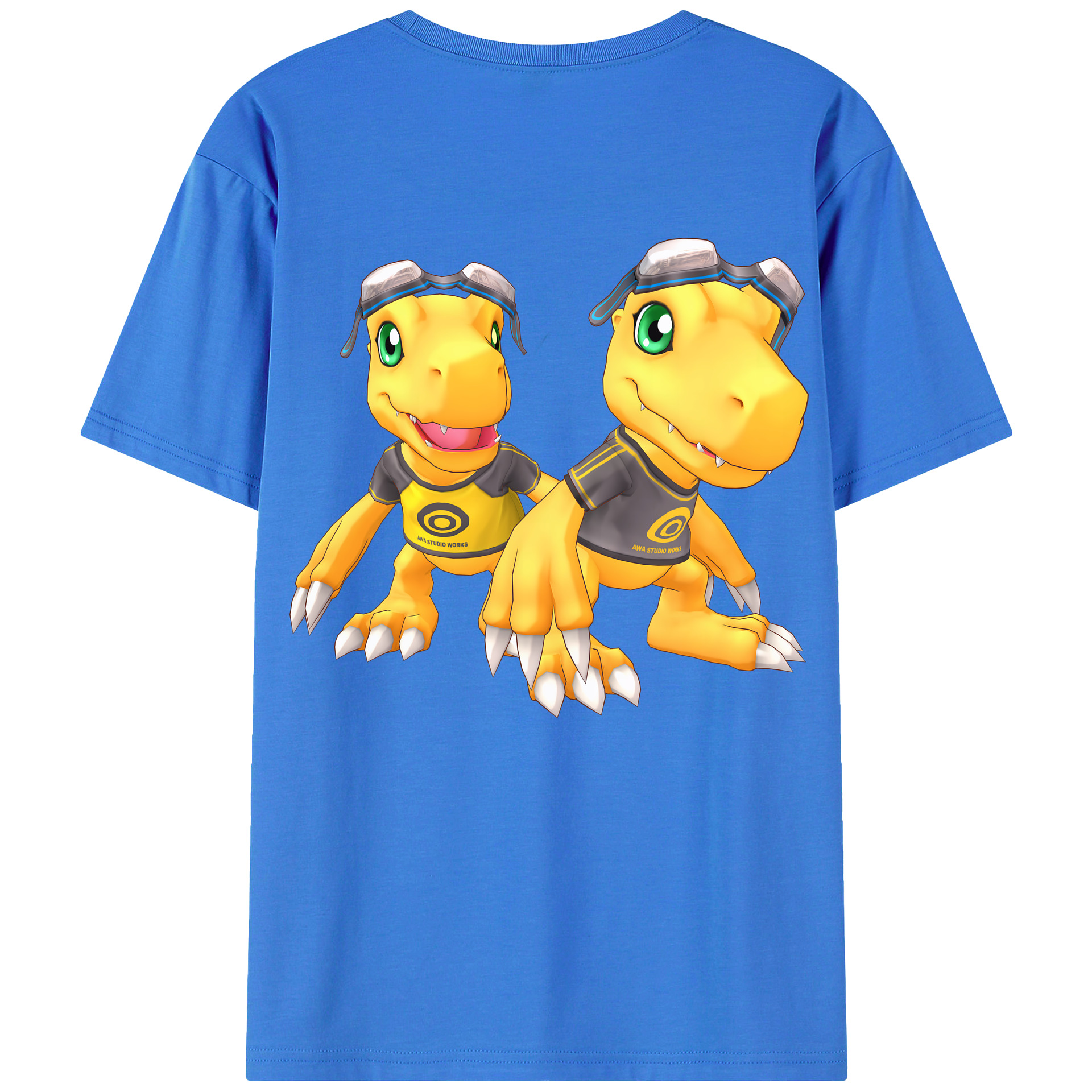 （画像用） Digimon デジタルモンスター/デジモン 綿100％ メンズ半袖Tシャツ（バックプリント） 通気性