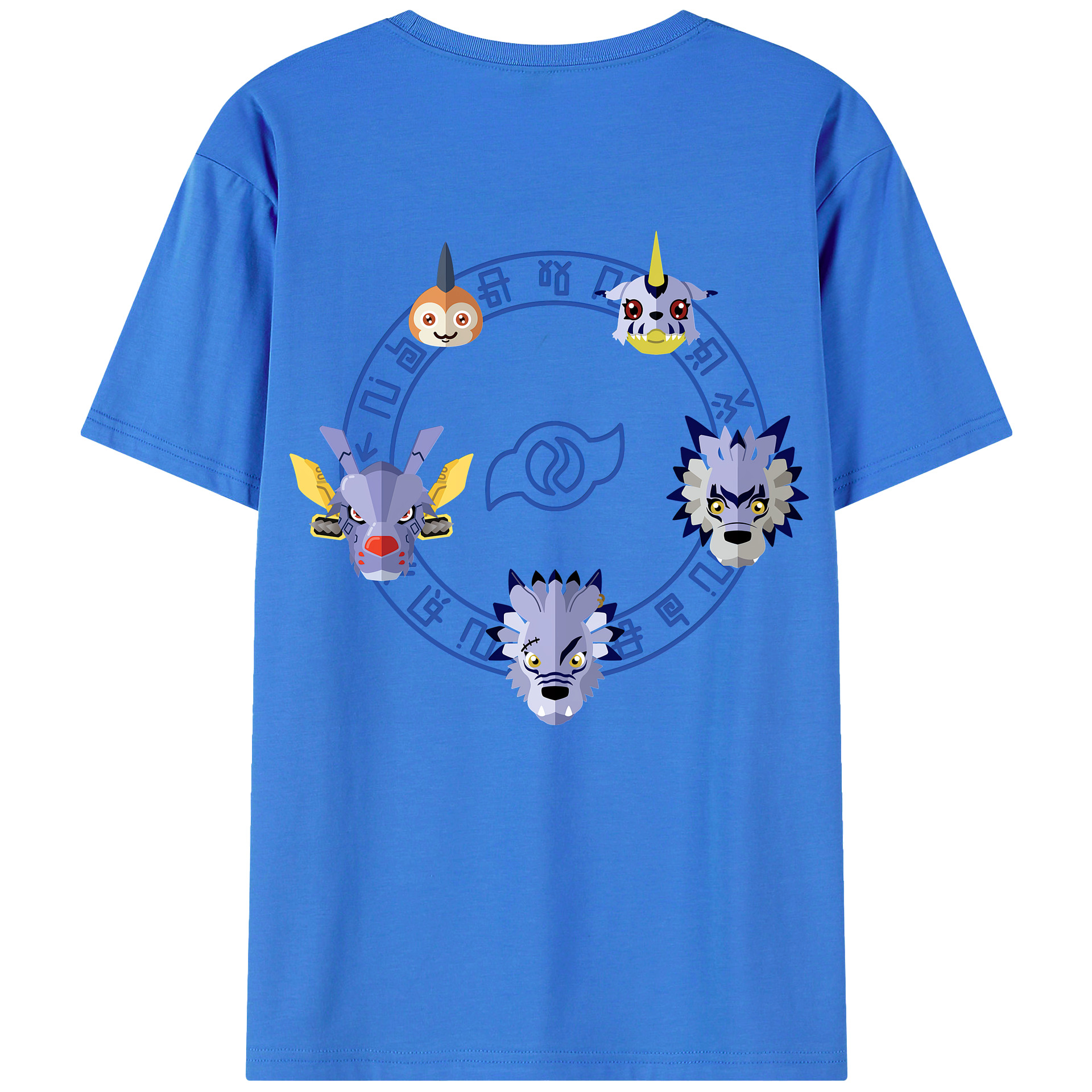 （画像用） Digimon デジタルモンスター/デジモン 綿100％ メンズ半袖Tシャツ（バックプリント） 通気性