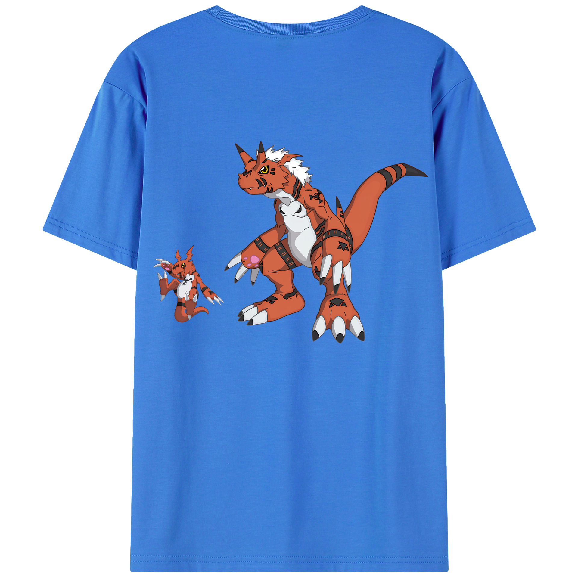 （画像用） Digimon デジタルモンスター/デジモン 綿100％ メンズ半袖Tシャツ（バックプリント） 通気性