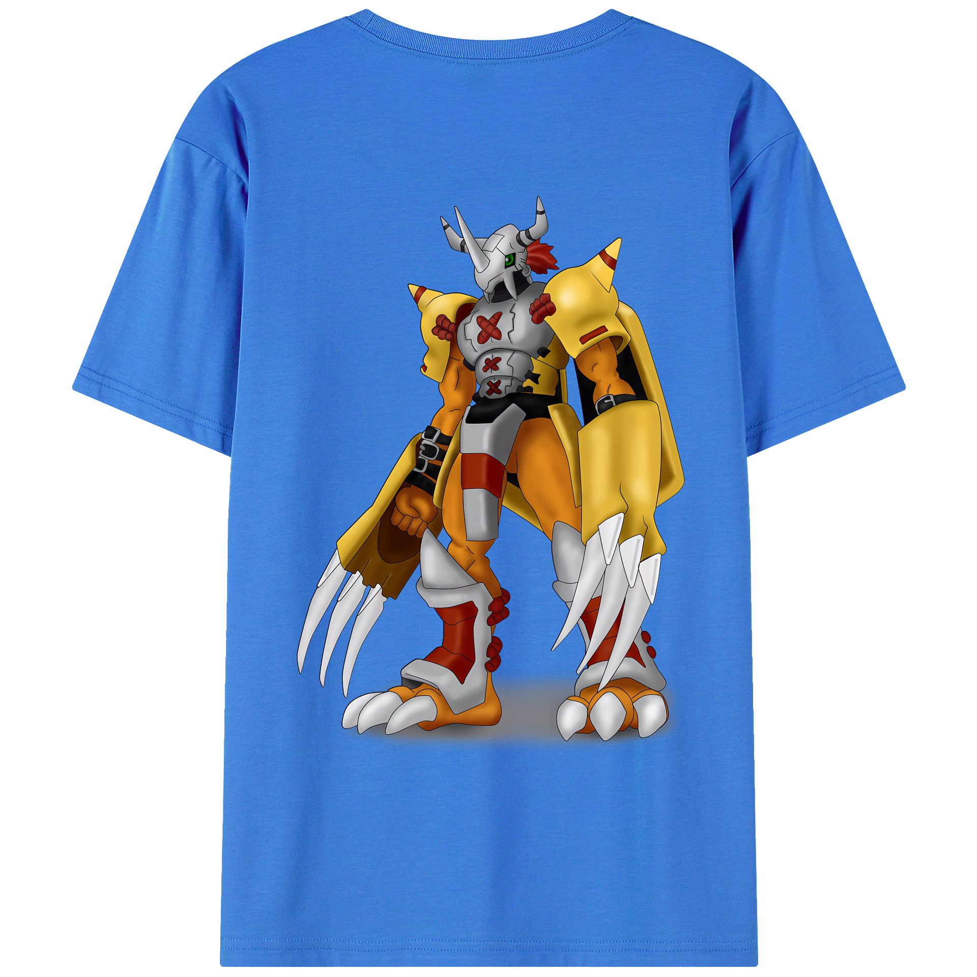 （画像用） Digimon デジタルモンスター/デジモン 綿100％ メンズ半袖Tシャツ（バックプリント） 通気性