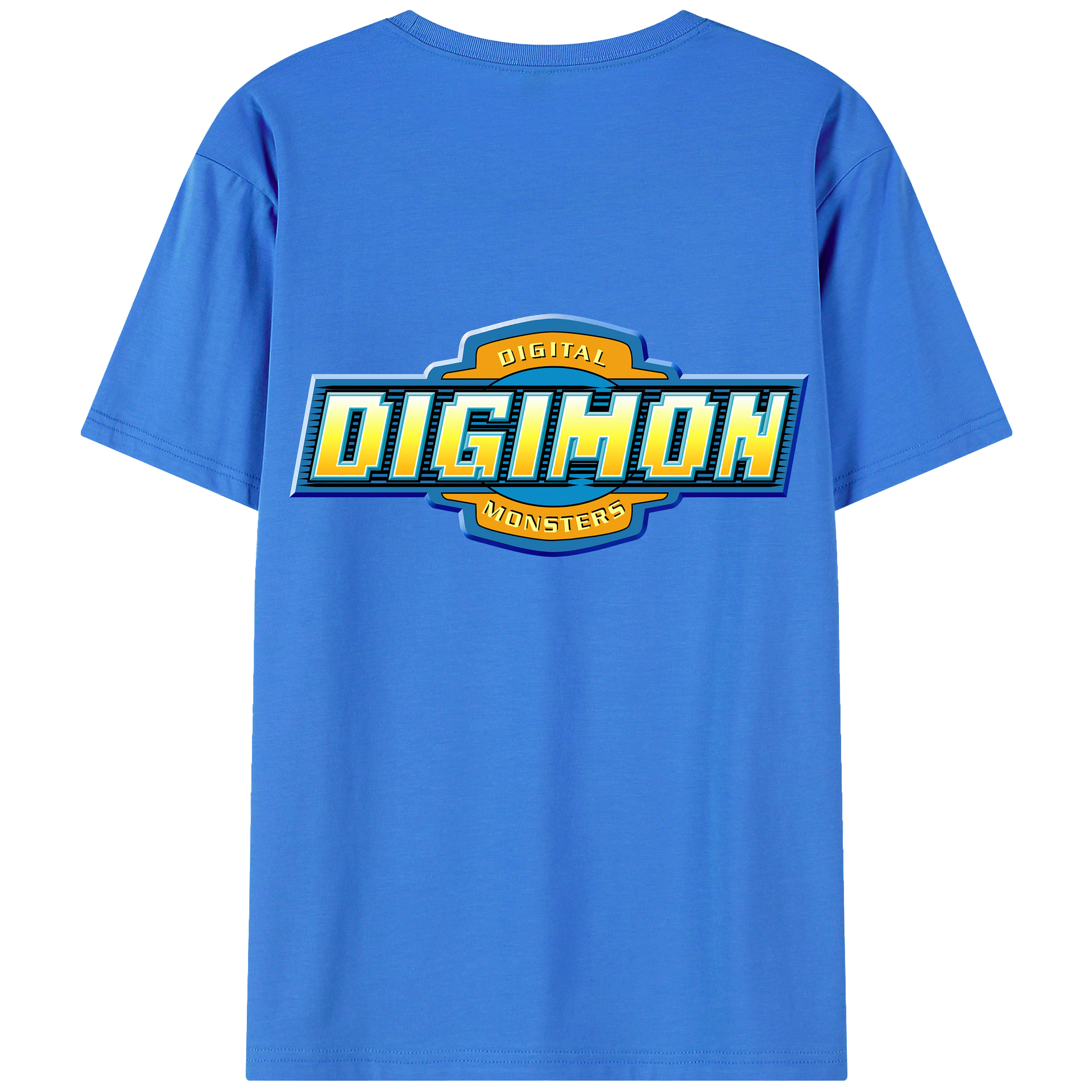 （画像用） Digimon デジタルモンスター/デジモン 綿100％ メンズ半袖Tシャツ（バックプリント） 通気性