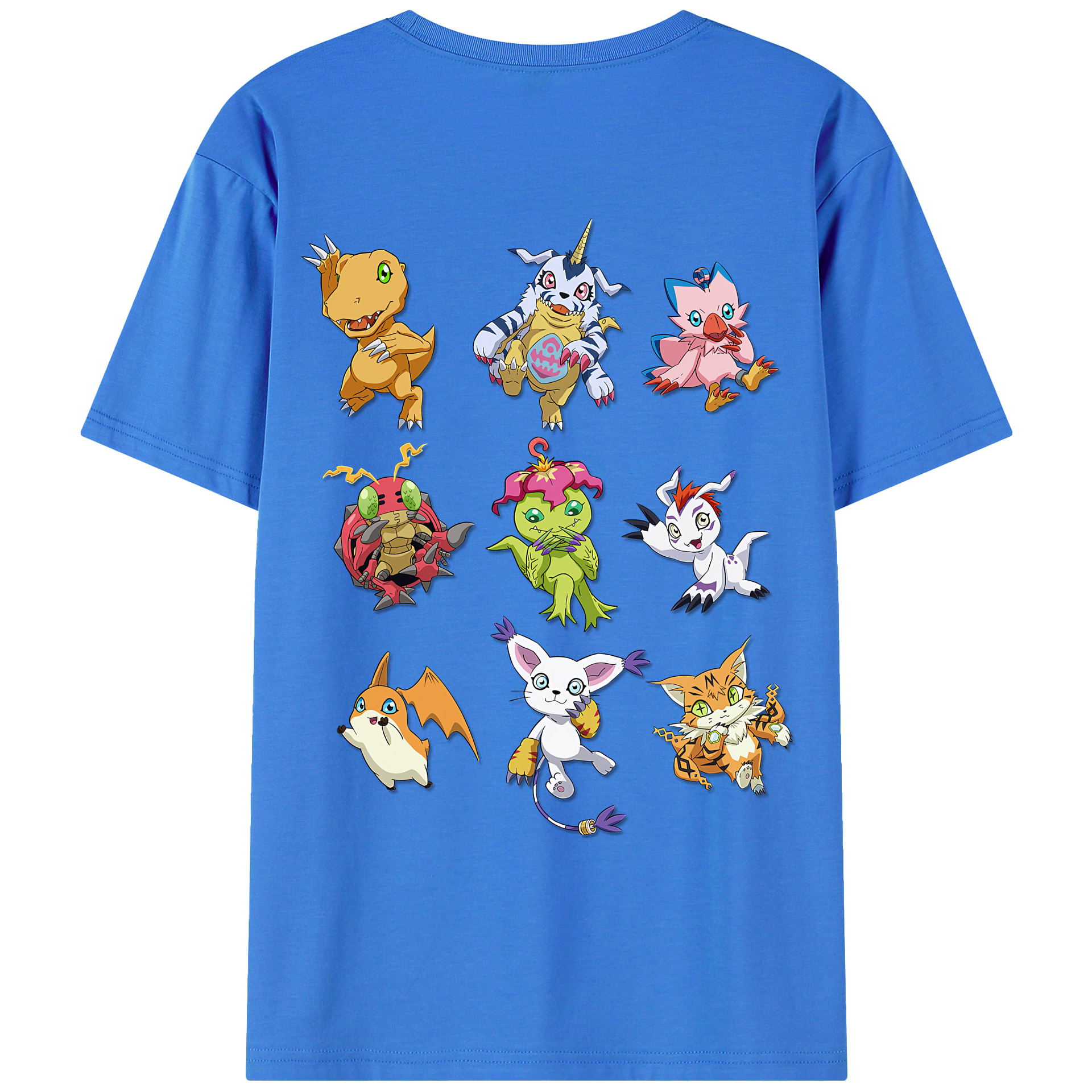 （画像用） Digimon デジタルモンスター/デジモン 綿100％ メンズ半袖Tシャツ（バックプリント） 通気性