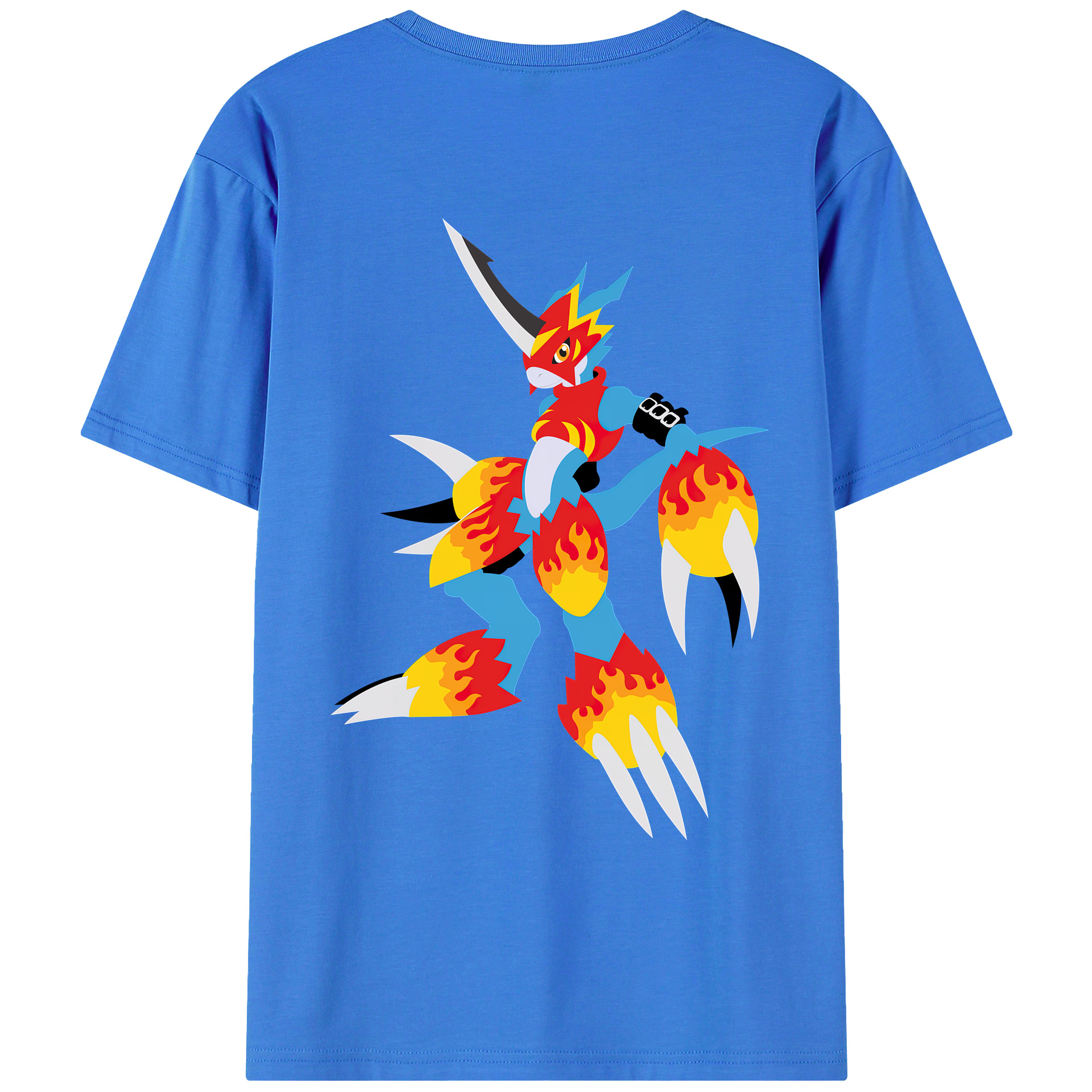 （画像用） Digimon デジタルモンスター/デジモン 綿100％ メンズ半袖Tシャツ（バックプリント） 通気性