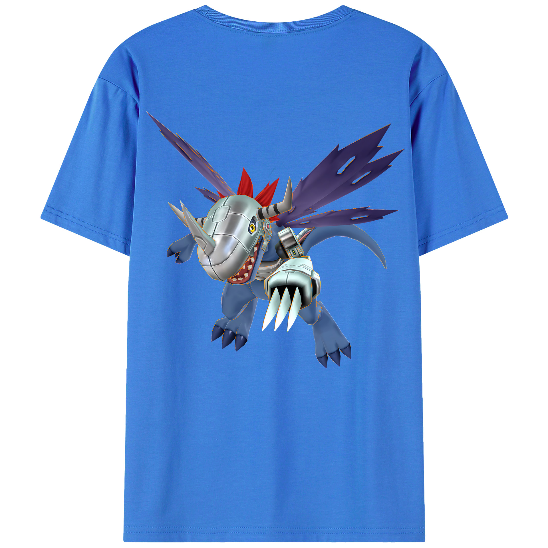 （画像用） Digimon デジタルモンスター/デジモン 綿100％ メンズ半袖Tシャツ（バックプリント） 通気性