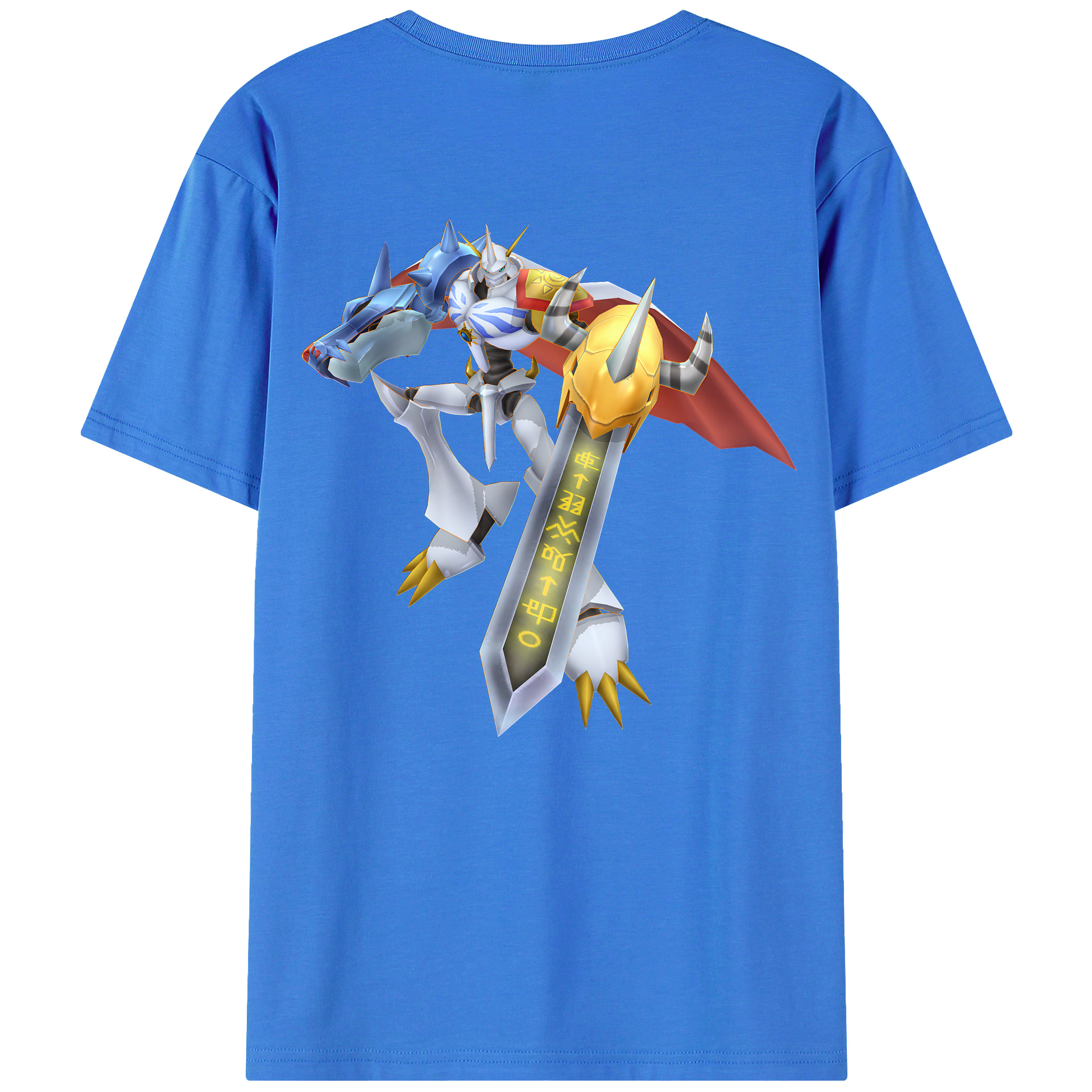 （画像用） Digimon デジタルモンスター/デジモン 綿100％ メンズ半袖Tシャツ（バックプリント） 通気性