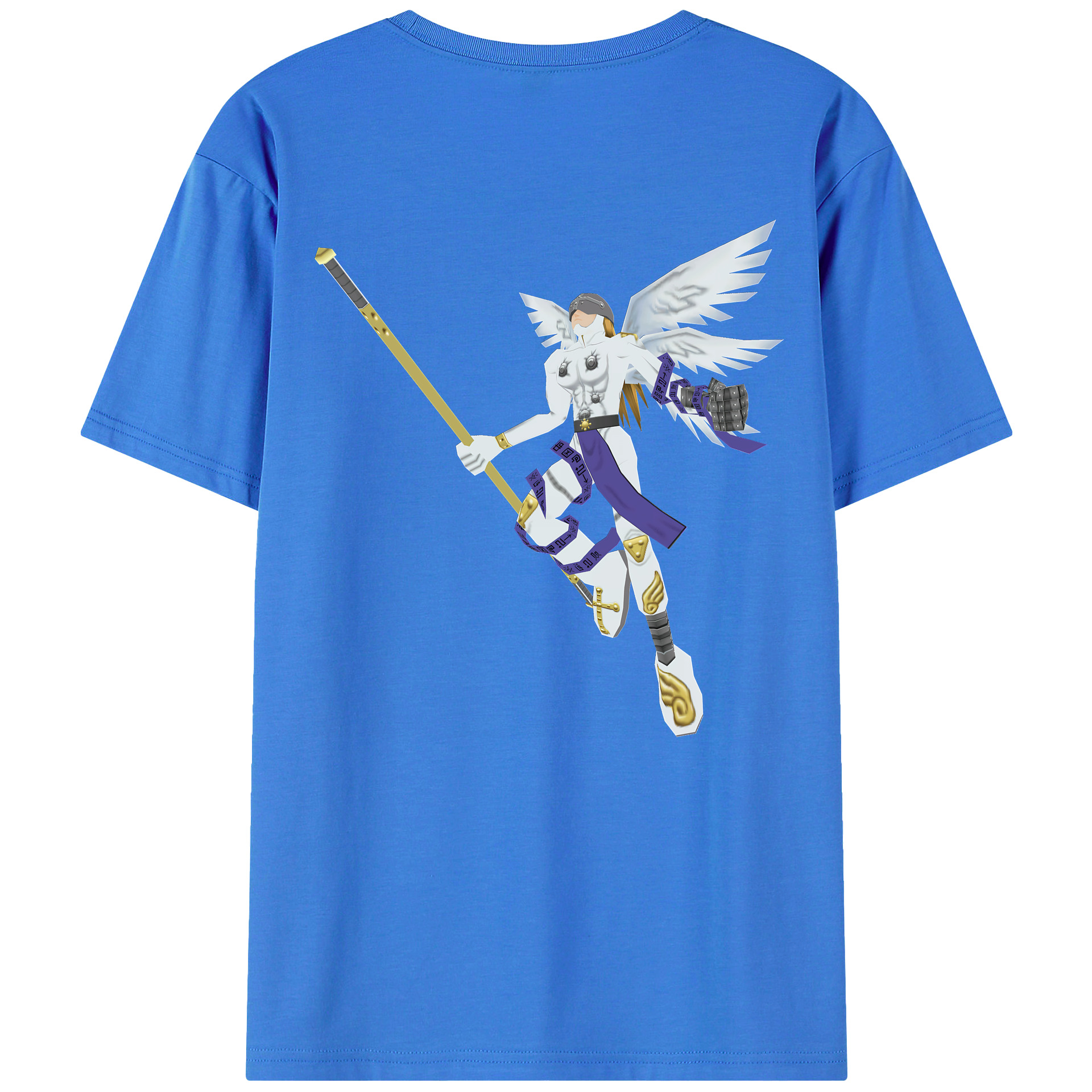 （画像用） Digimon デジタルモンスター/デジモン 綿100％ メンズ半袖Tシャツ（バックプリント） 通気性