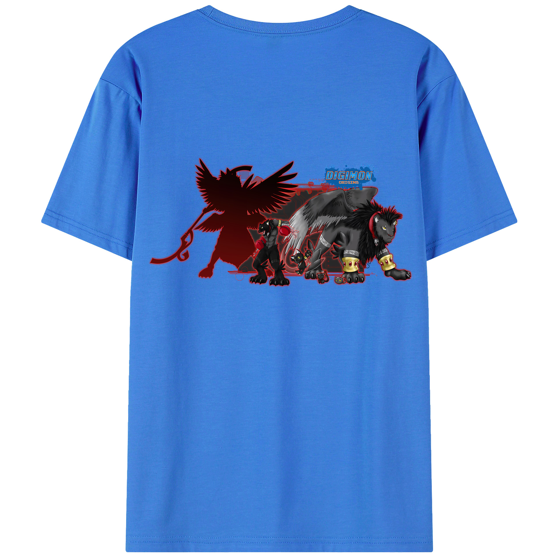 （画像用） Digimon デジタルモンスター/デジモン 綿100％ メンズ半袖Tシャツ（バックプリント） 通気性