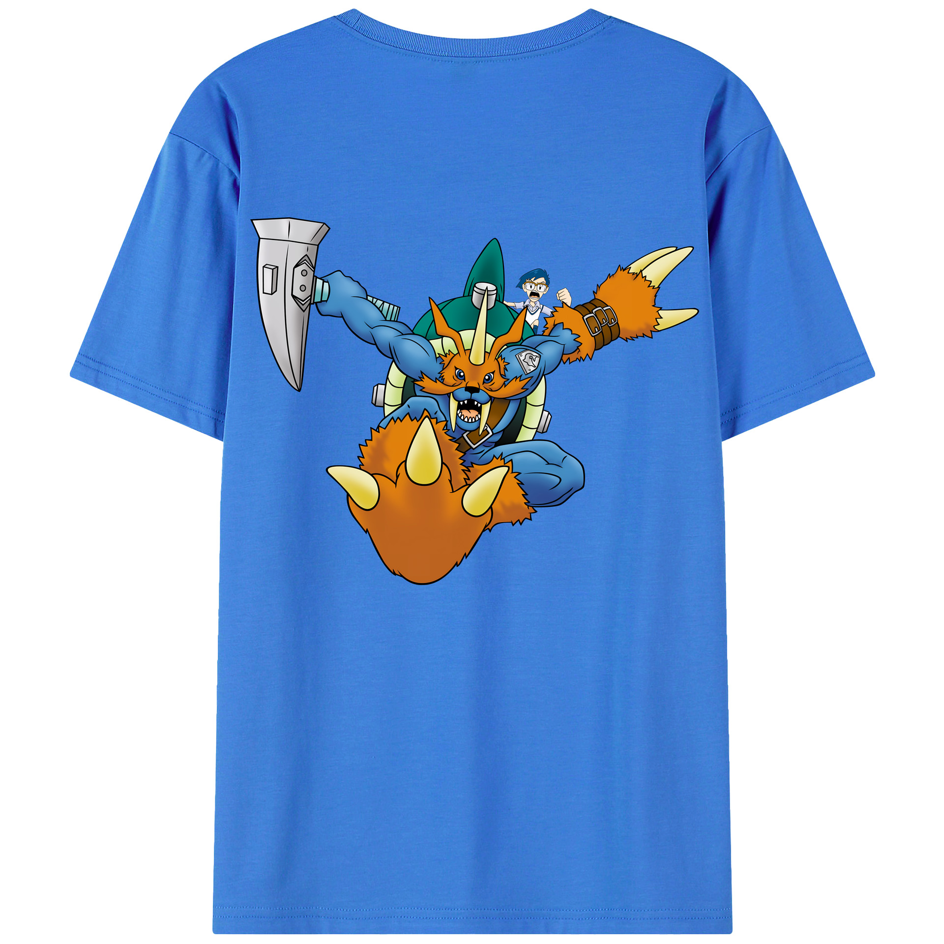 （画像用） Digimon デジタルモンスター/デジモン 綿100％ メンズ半袖Tシャツ（バックプリント） 通気性