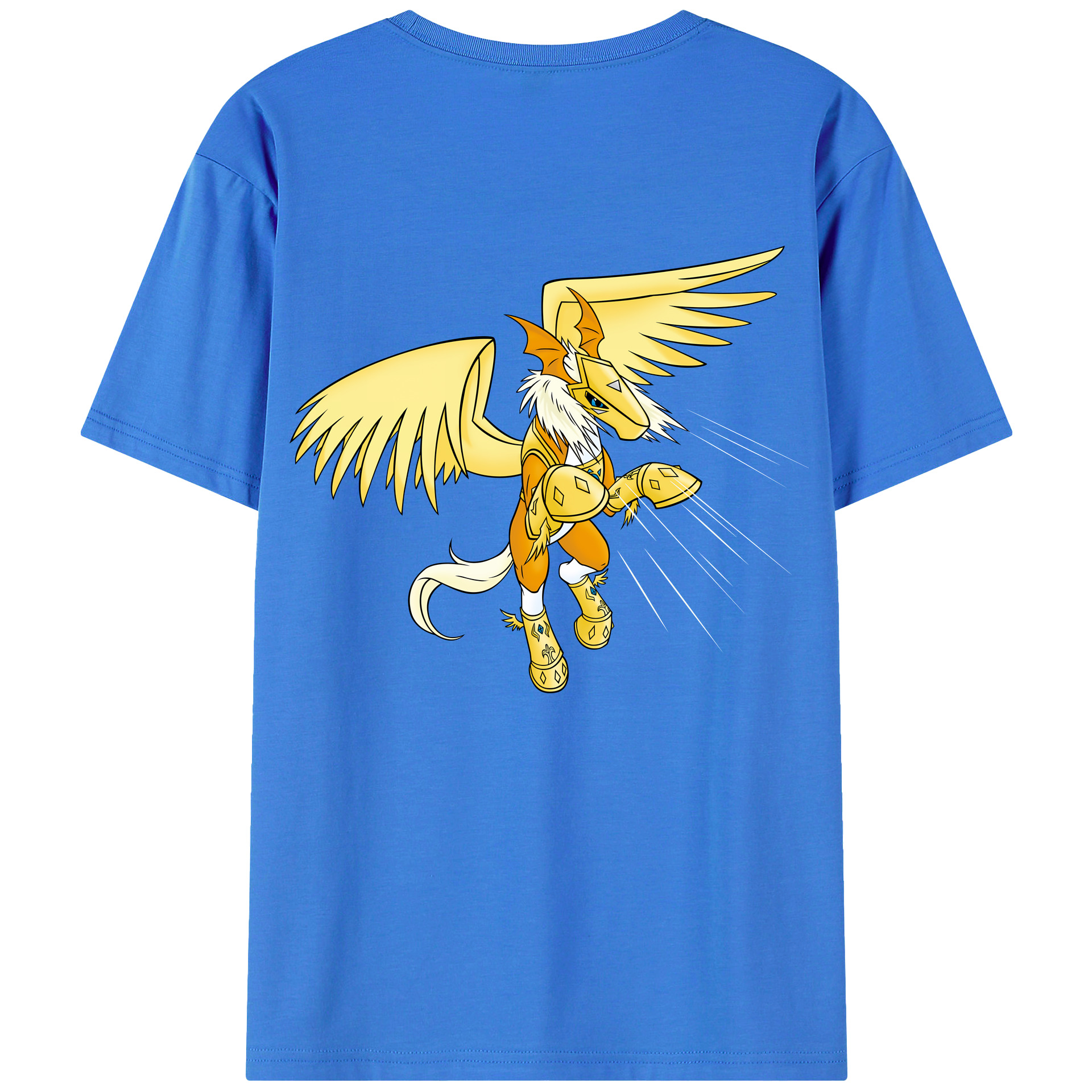 （画像用） Digimon デジタルモンスター/デジモン 綿100％ メンズ半袖Tシャツ（バックプリント） 通気性