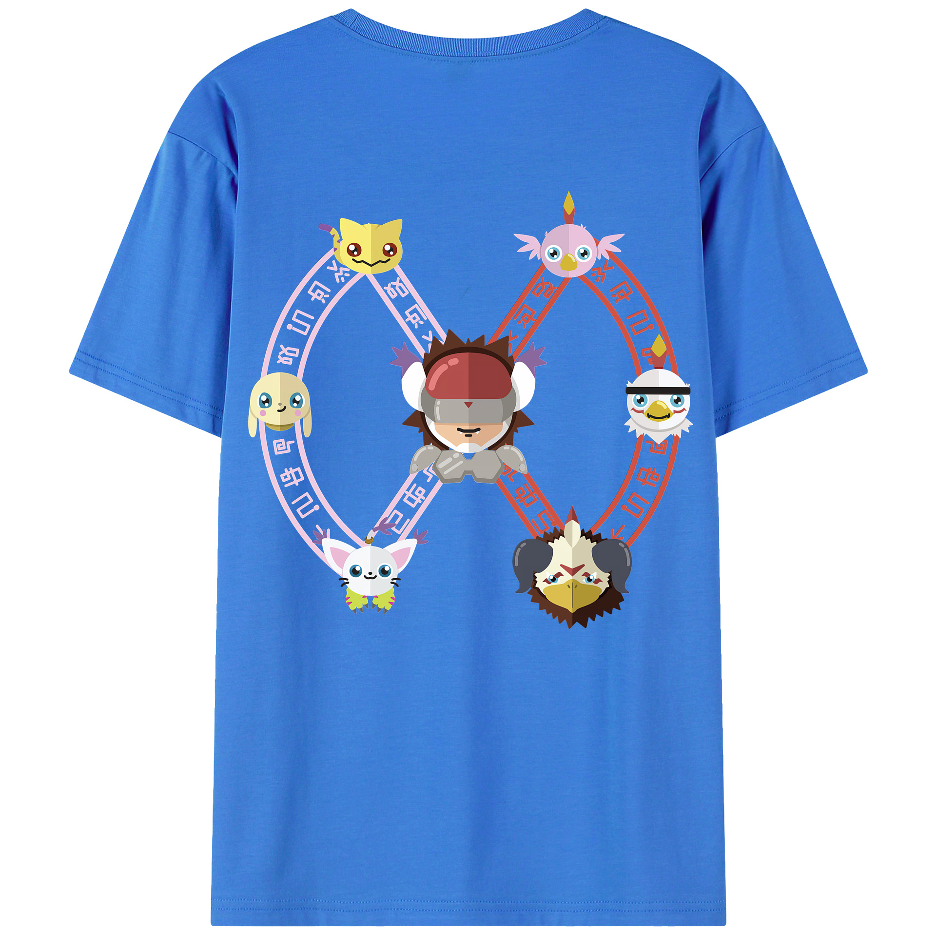 （画像用） Digimon デジタルモンスター/デジモン 綿100％ メンズ半袖Tシャツ（バックプリント） 通気性