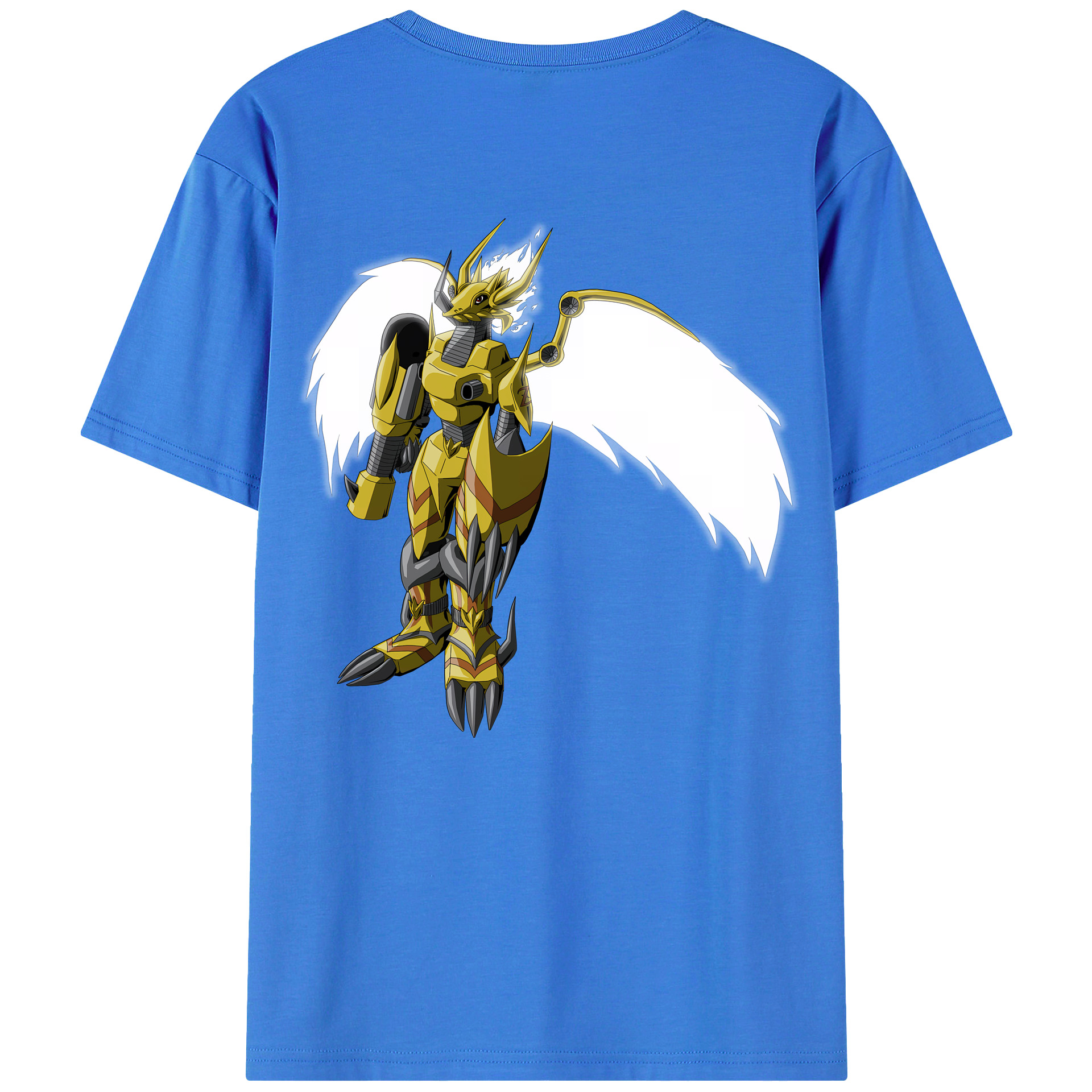 （画像用） Digimon デジタルモンスター/デジモン 綿100％ メンズ半袖Tシャツ（バックプリント） 通気性