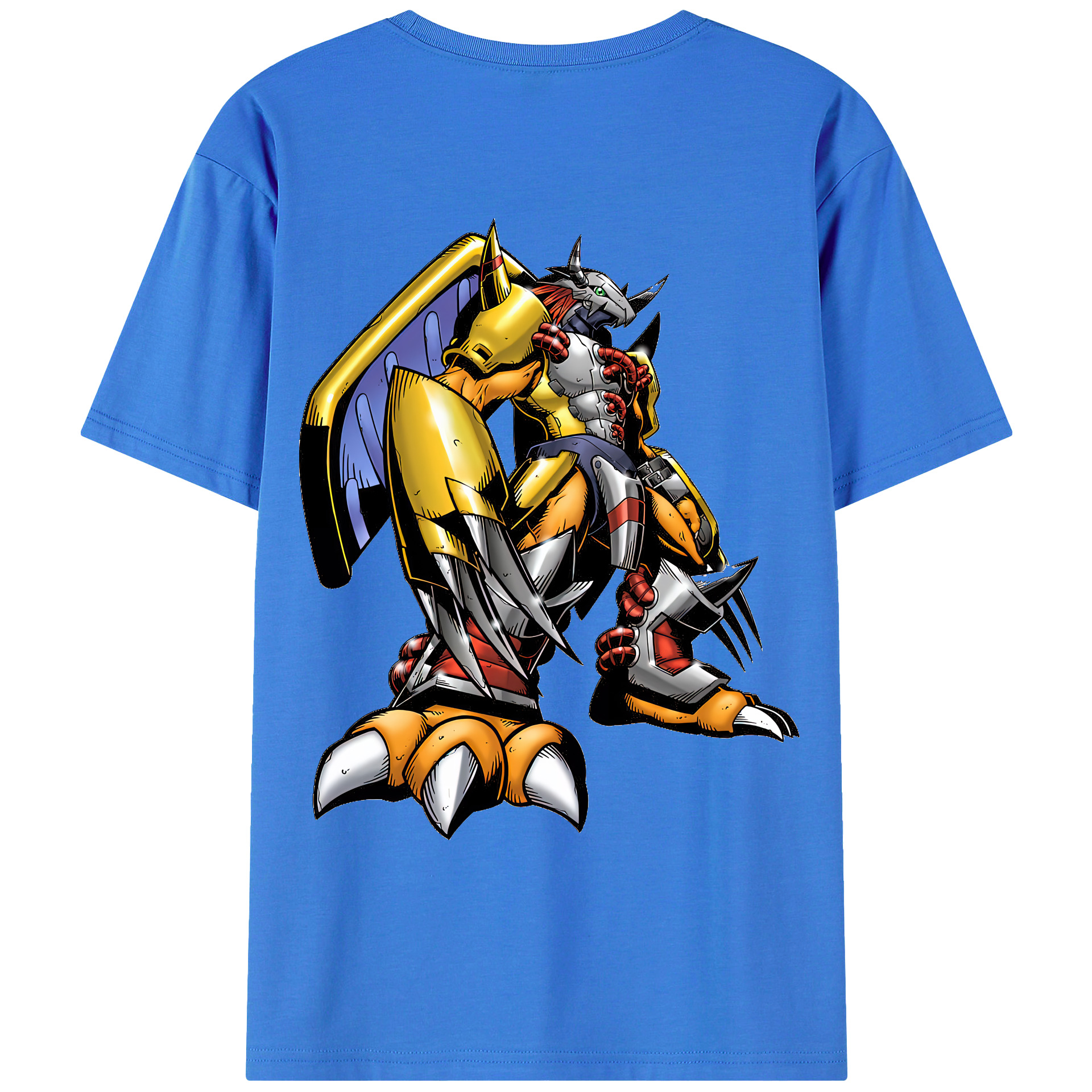 （画像用） Digimon デジタルモンスター/デジモン 綿100％ メンズ半袖Tシャツ（バックプリント） 通気性