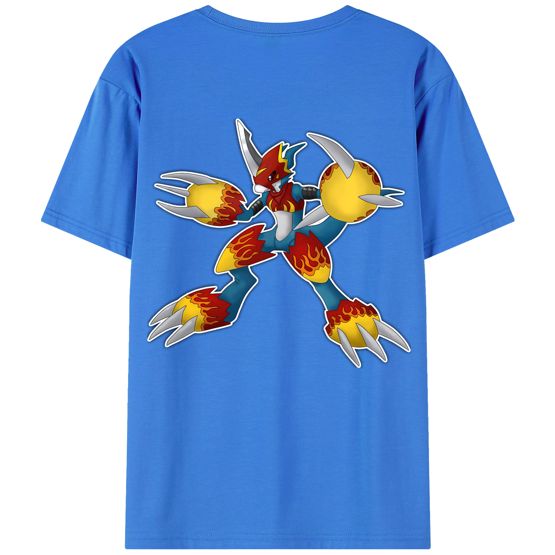 （画像用） Digimon デジタルモンスター/デジモン 綿100％ メンズ半袖Tシャツ（バックプリント） 通気性