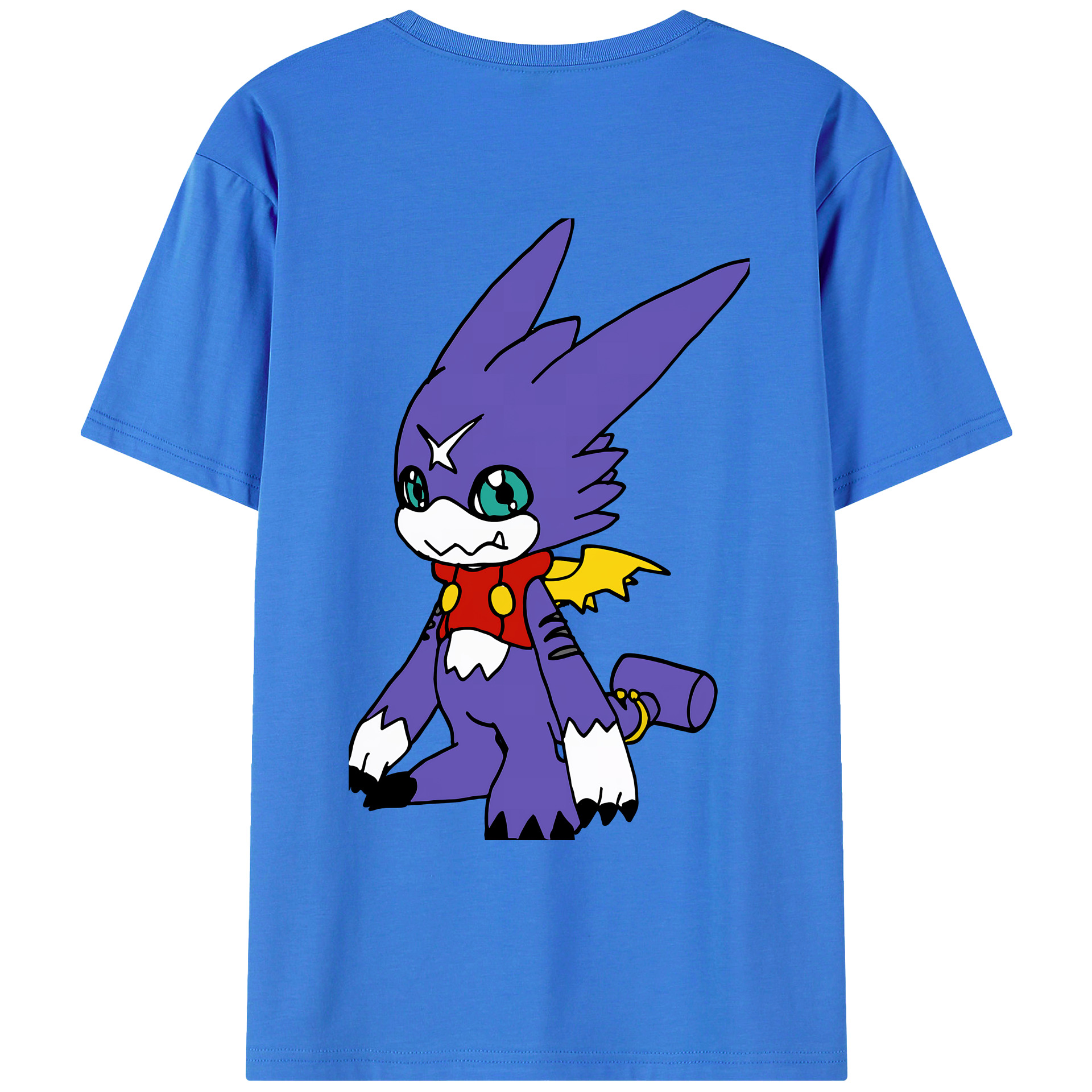 （画像用） Digimon デジタルモンスター/デジモン 綿100％ メンズ半袖Tシャツ（バックプリント） 通気性