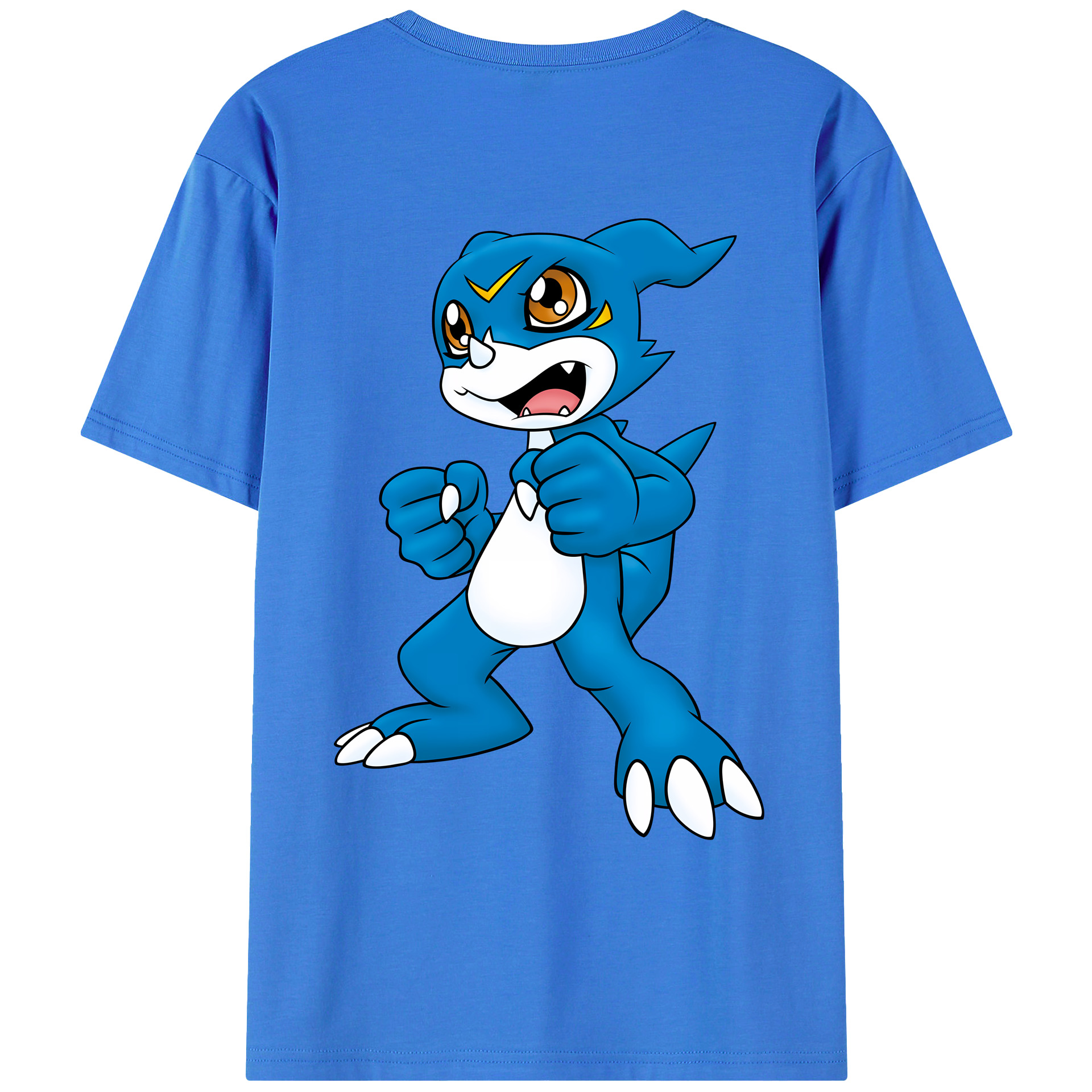 （画像用） Digimon デジタルモンスター/デジモン 綿100％ メンズ半袖Tシャツ（バックプリント） 通気性