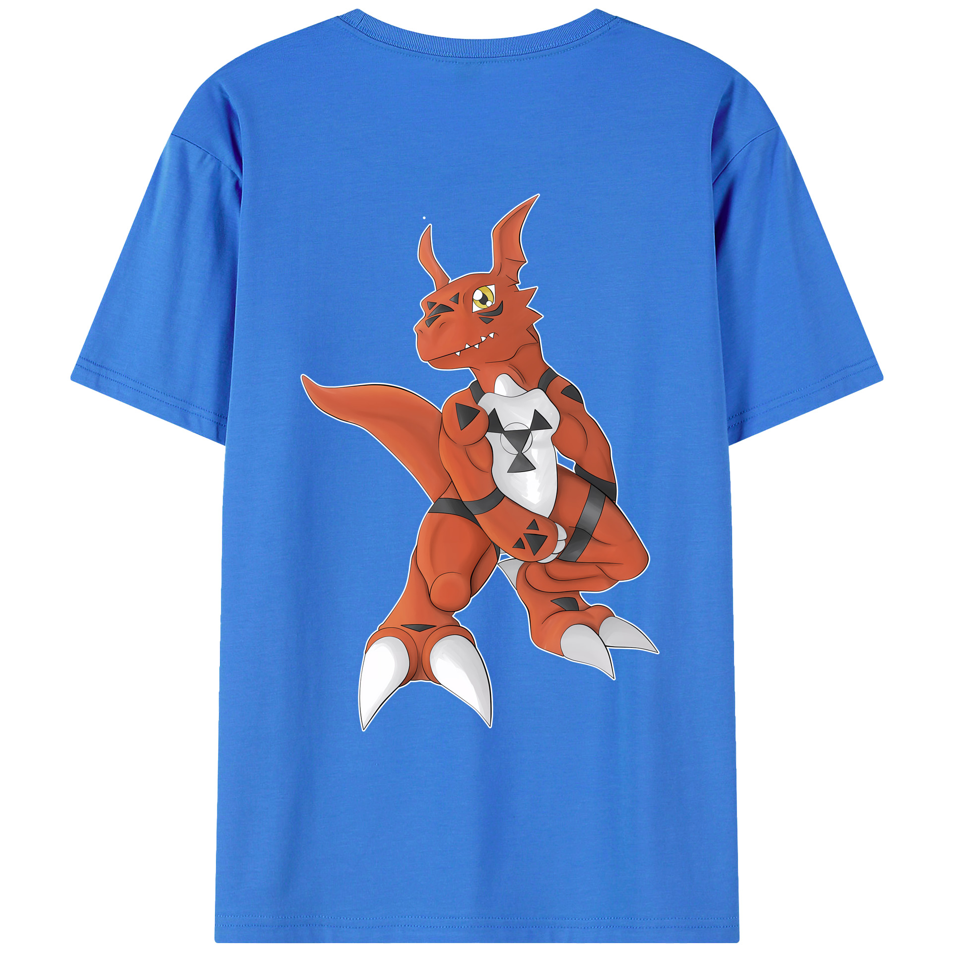 （画像用） Digimon デジタルモンスター/デジモン 綿100％ メンズ半袖Tシャツ（バックプリント） 通気性