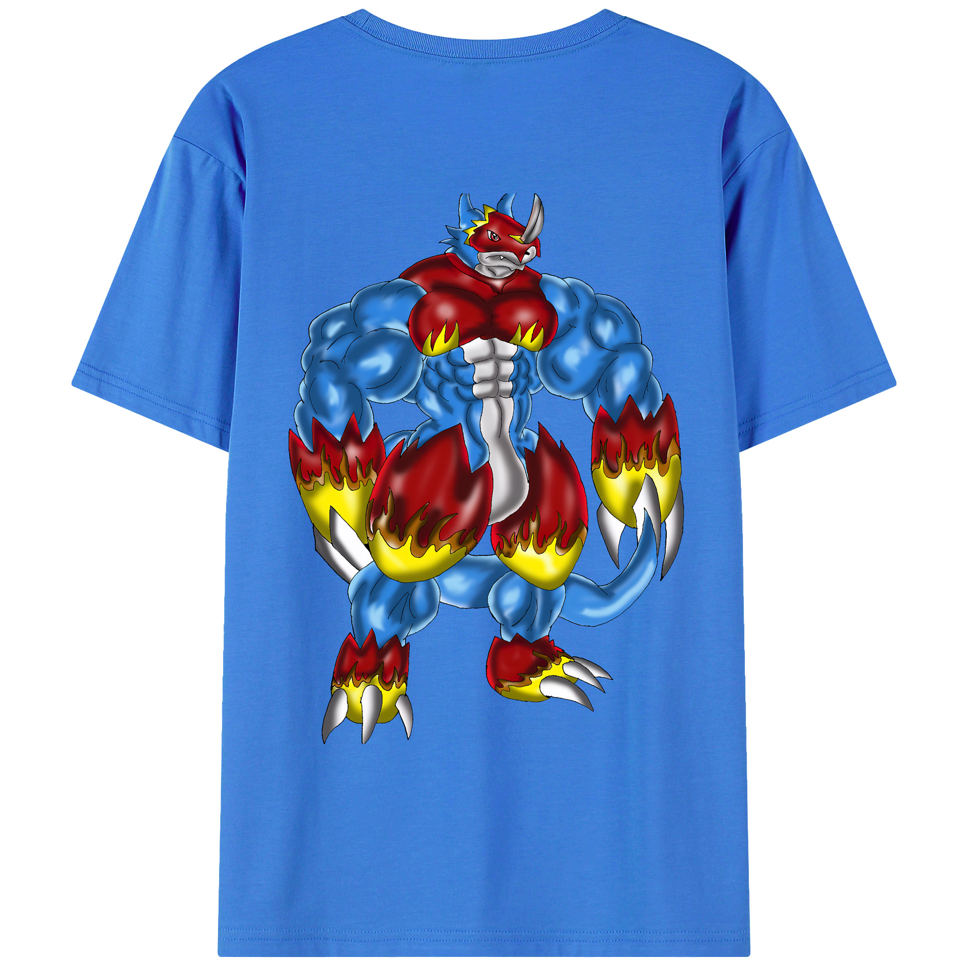 （画像用） Digimon デジタルモンスター/デジモン 綿100％ メンズ半袖Tシャツ（バックプリント） 通気性
