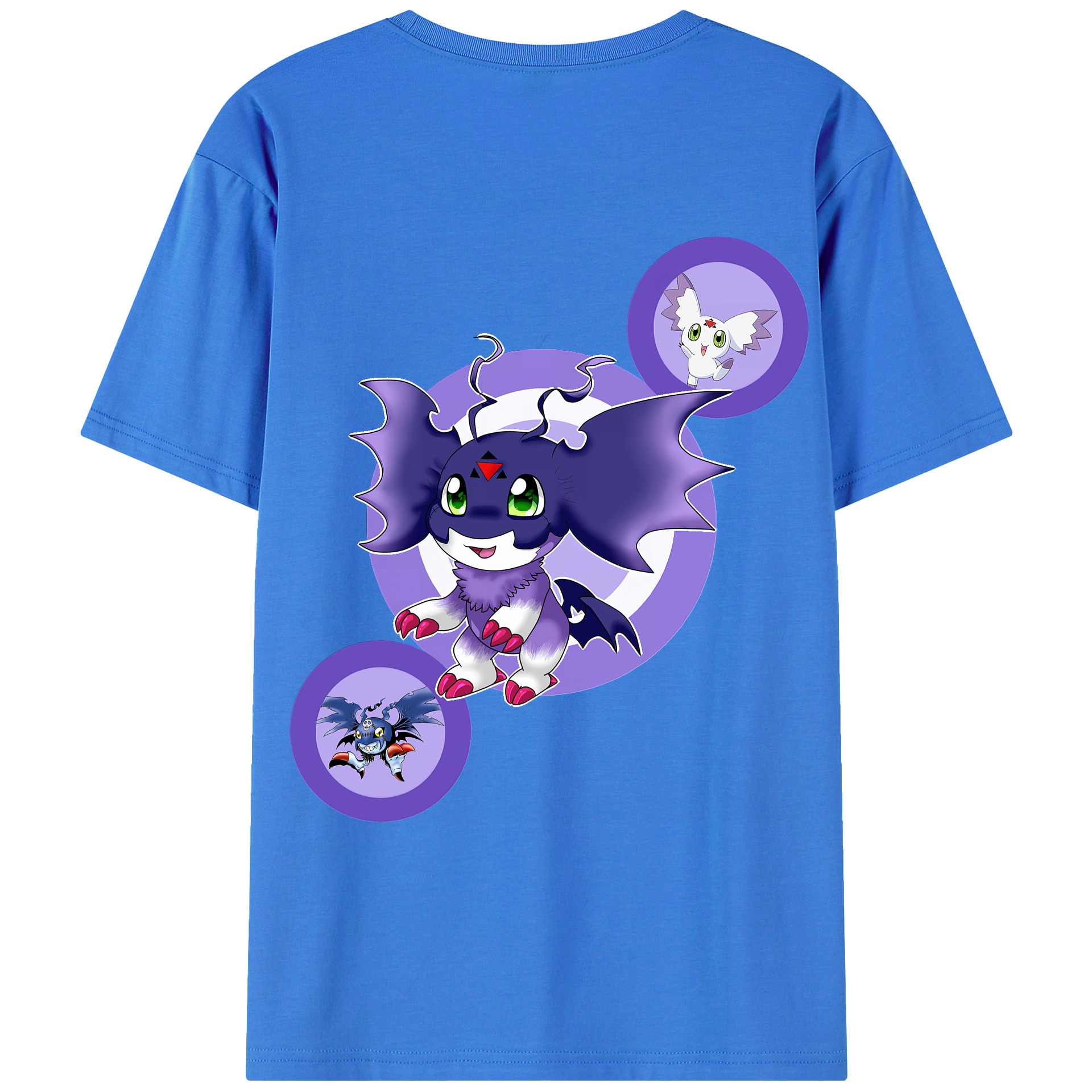 （画像用） Digimon デジタルモンスター/デジモン 綿100％ メンズ半袖Tシャツ（バックプリント） 通気性
