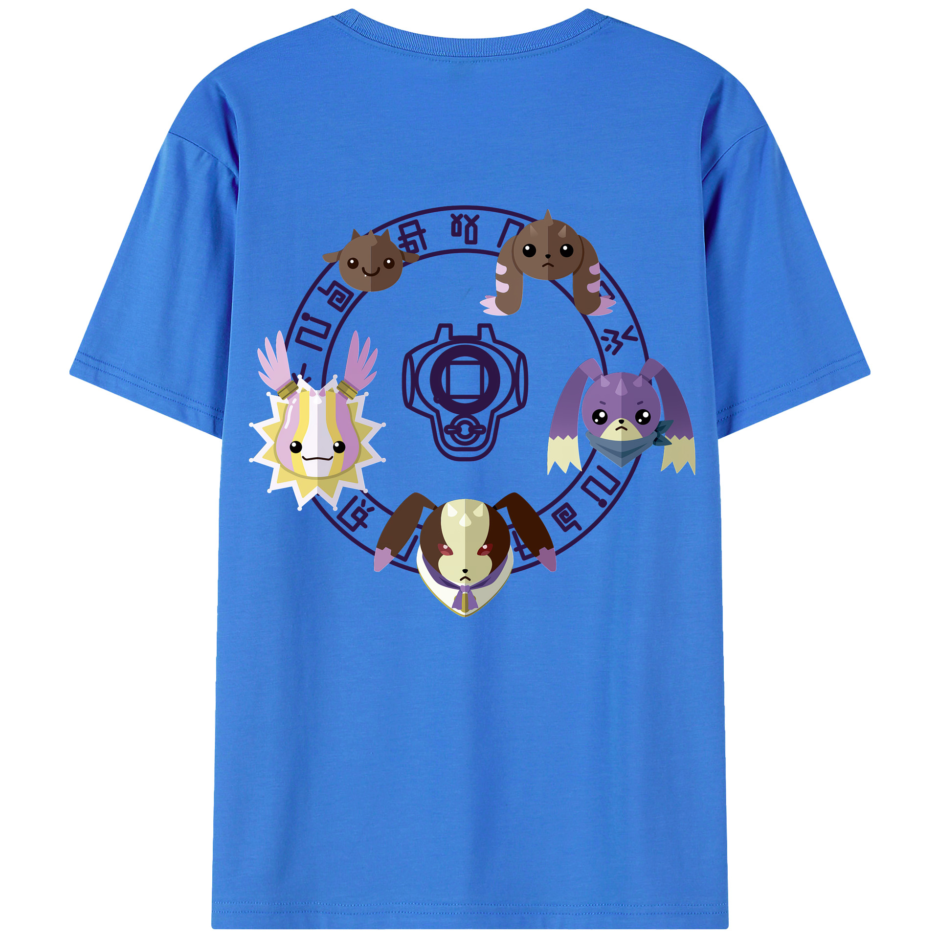 （画像用） Digimon デジタルモンスター/デジモン 綿100％ メンズ半袖Tシャツ（バックプリント） 通気性