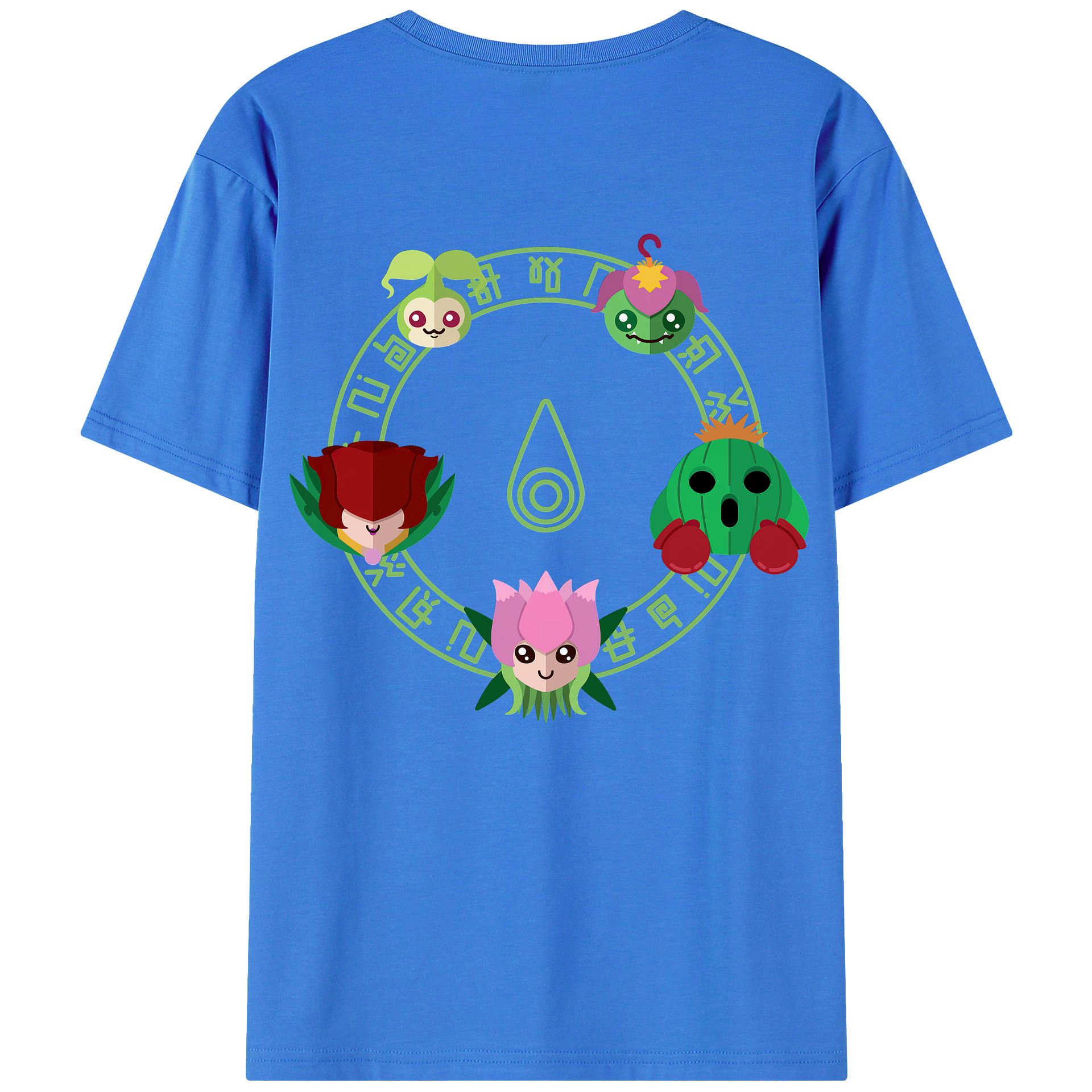（画像用） Digimon デジタルモンスター/デジモン 綿100％ メンズ半袖Tシャツ（バックプリント） 通気性