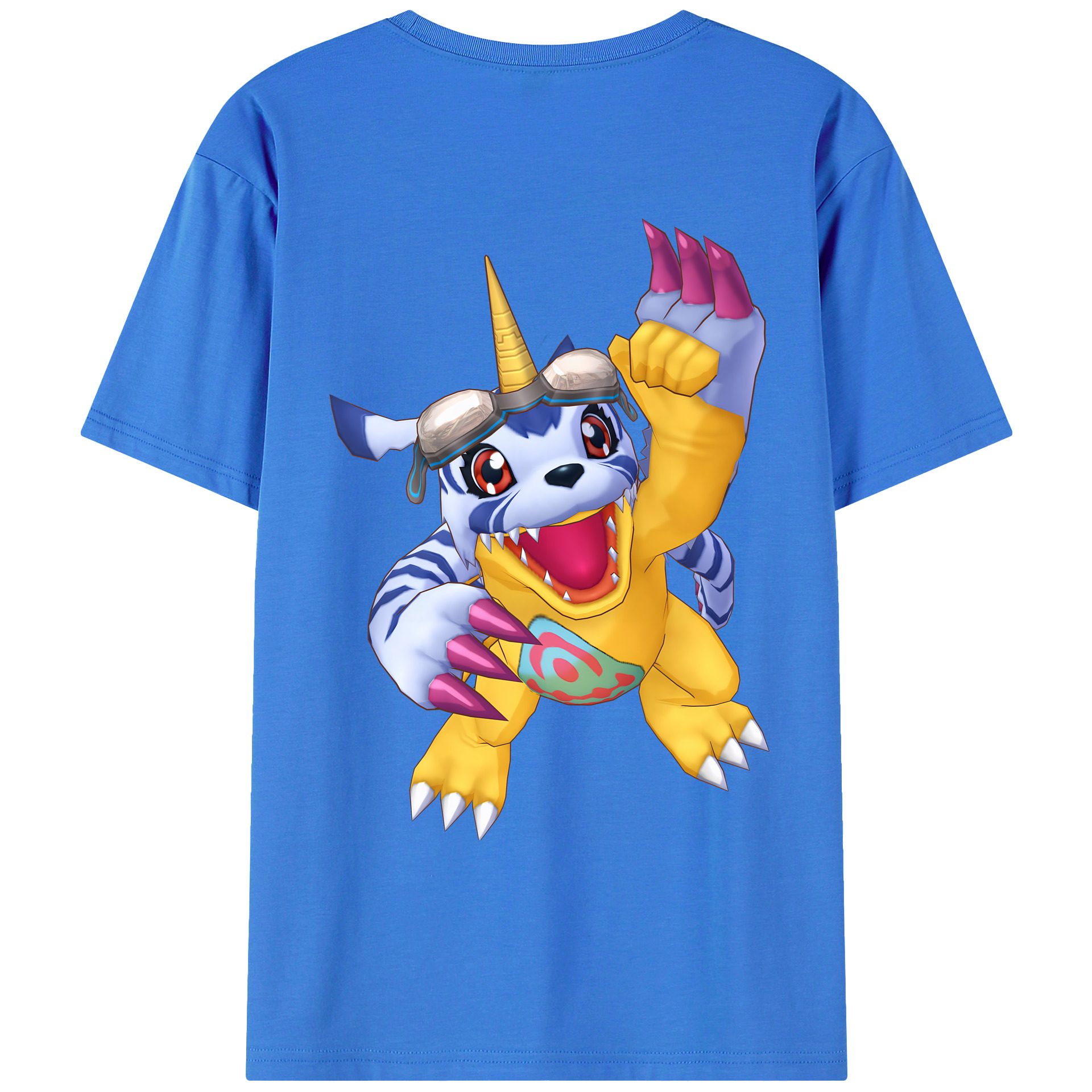 （画像用） Digimon デジタルモンスター/デジモン 綿100％ メンズ半袖Tシャツ（バックプリント） 通気性