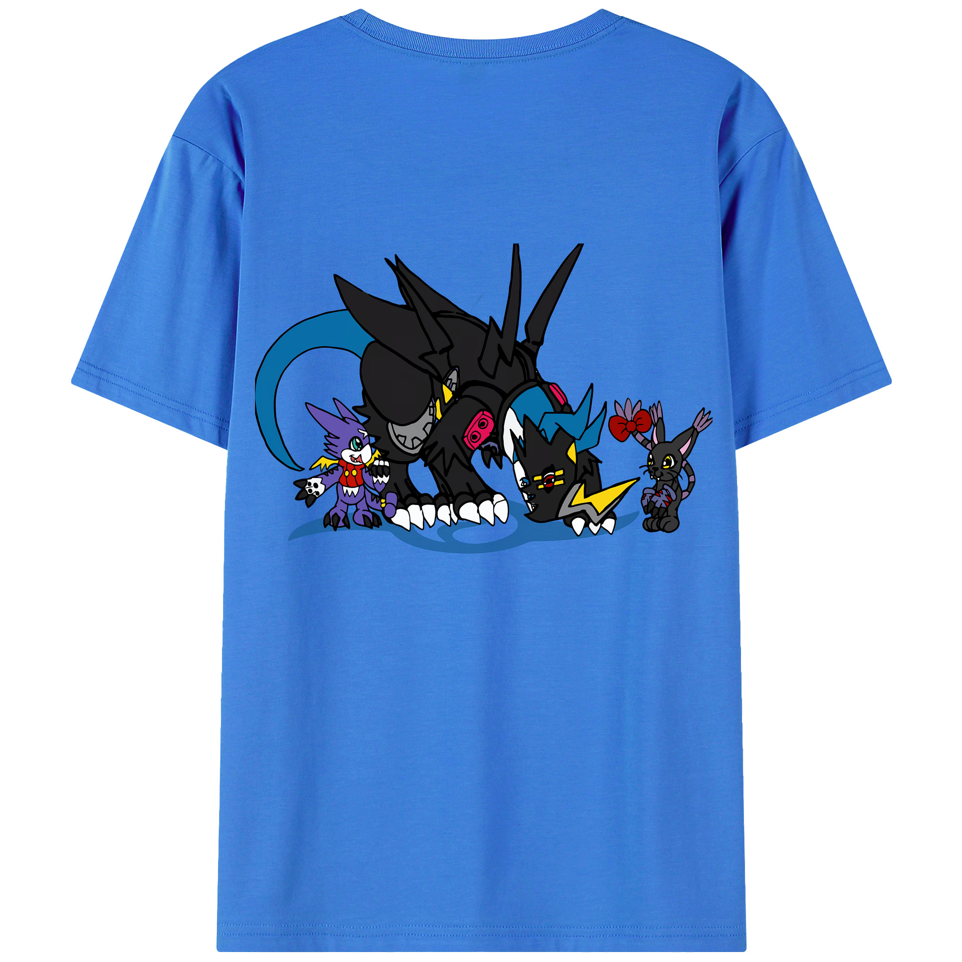 （画像用） Digimon デジタルモンスター/デジモン 綿100％ メンズ半袖Tシャツ（バックプリント） 通気性