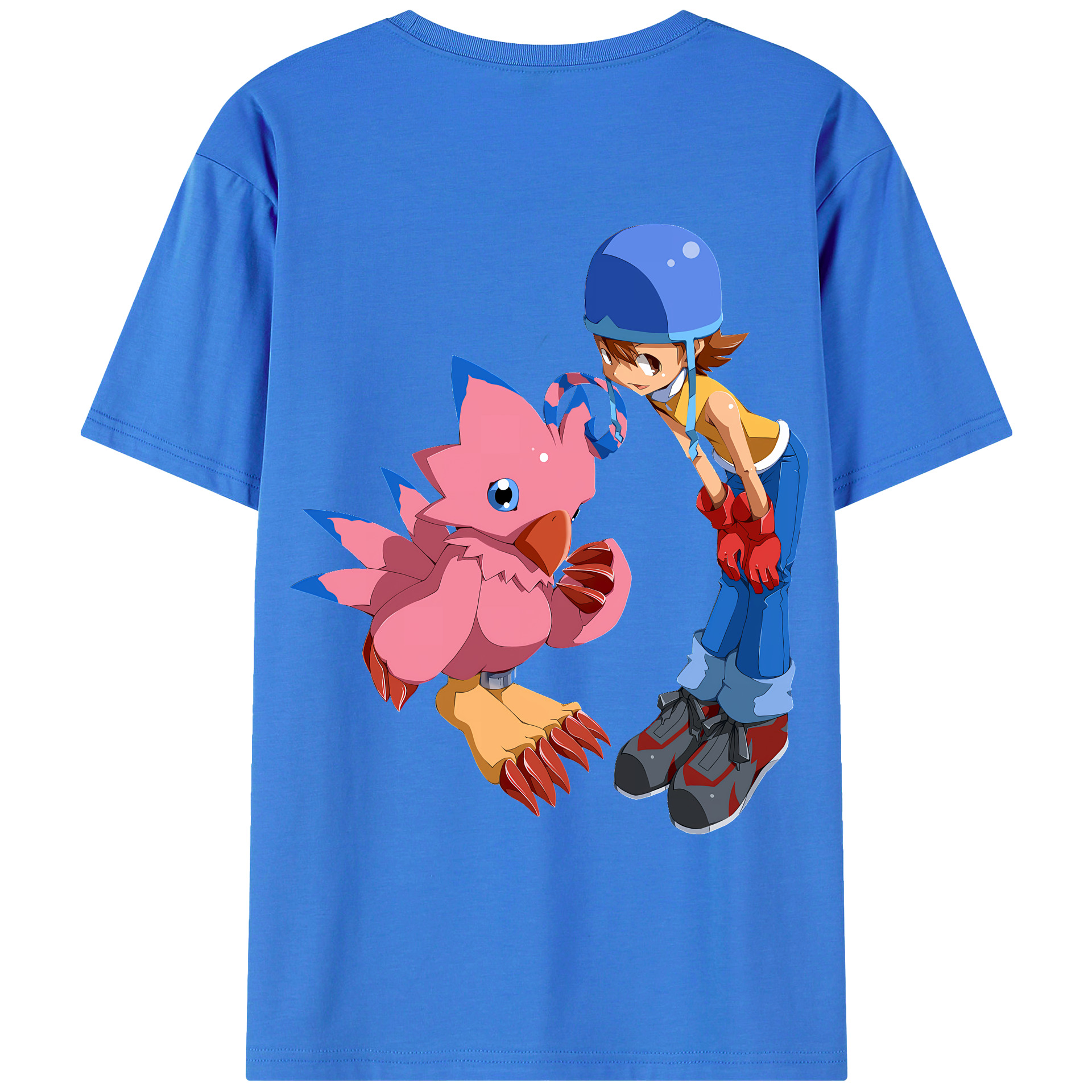 （画像用） Digimon デジタルモンスター/デジモン 綿100％ メンズ半袖Tシャツ（バックプリント） 通気性