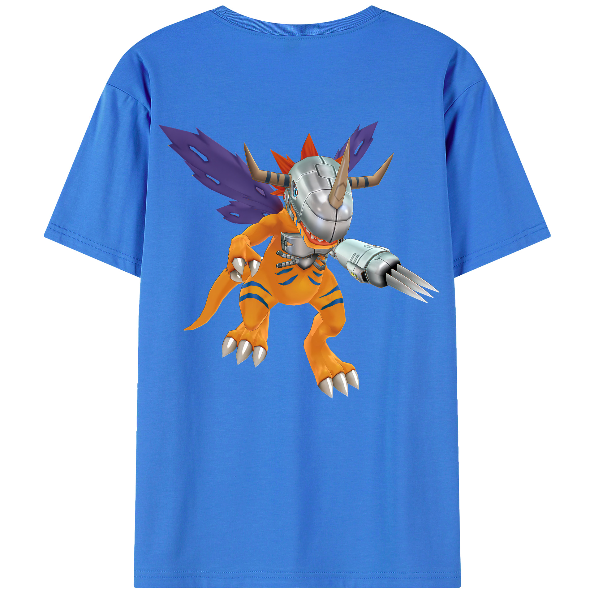 （画像用） Digimon デジタルモンスター/デジモン 綿100％ メンズ半袖Tシャツ（バックプリント） 通気性