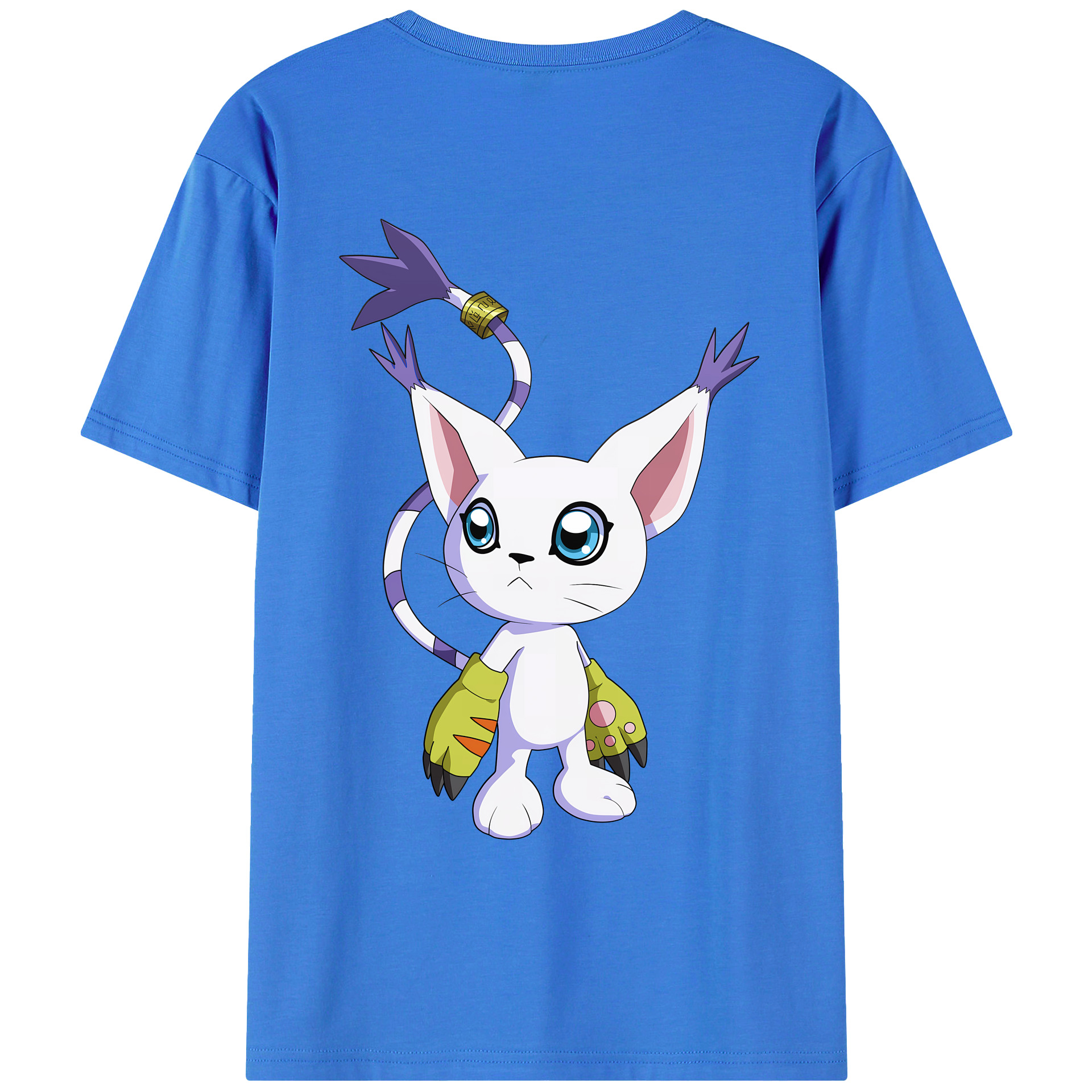（画像用） Digimon デジタルモンスター/デジモン 綿100％ メンズ半袖Tシャツ（バックプリント） 通気性